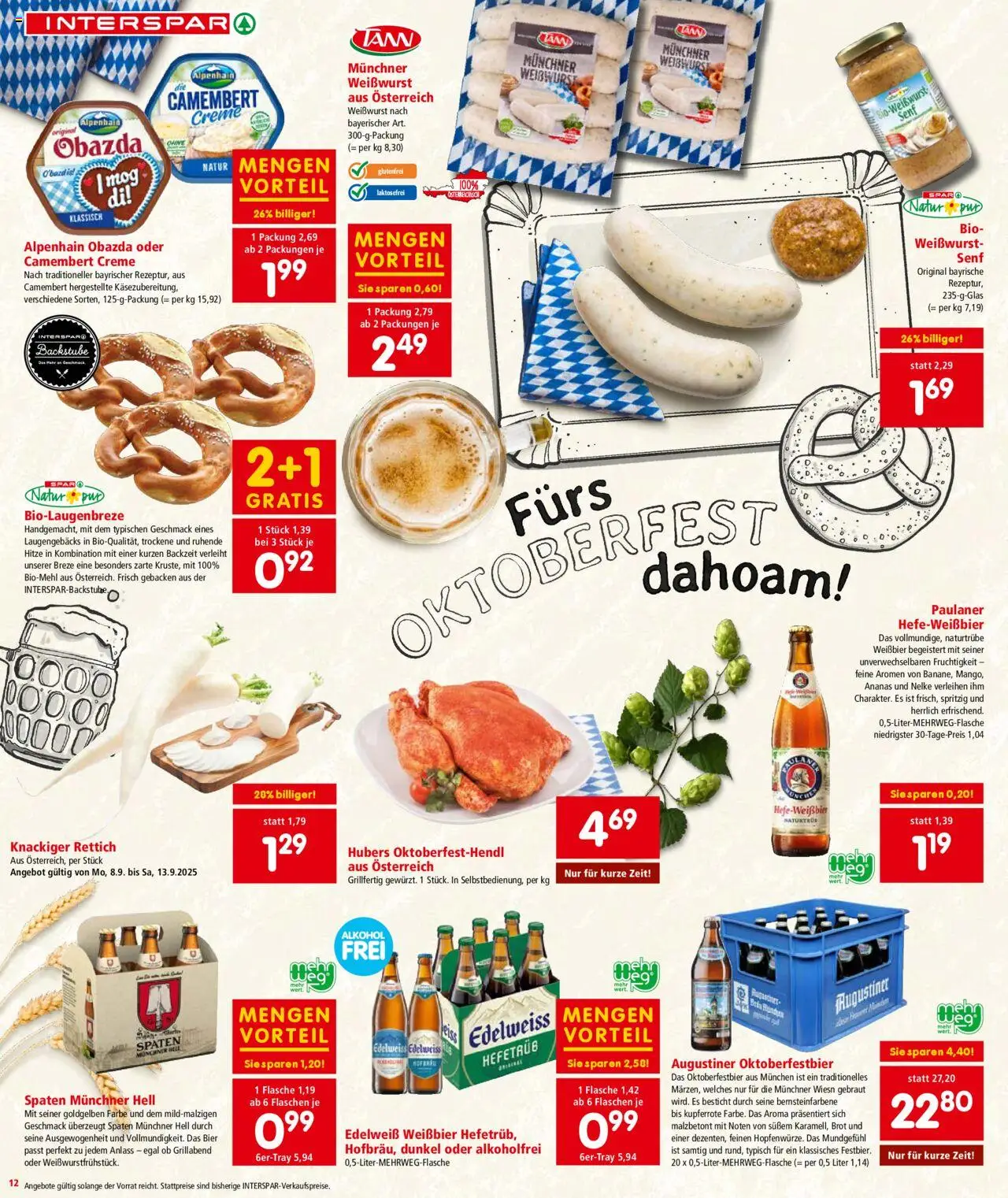 Interspar Flugblatt - Osttirol gültig ab 11.09.2025 | Seite: 12 | Produkte: Creme, Brot, Bier, Ananas
