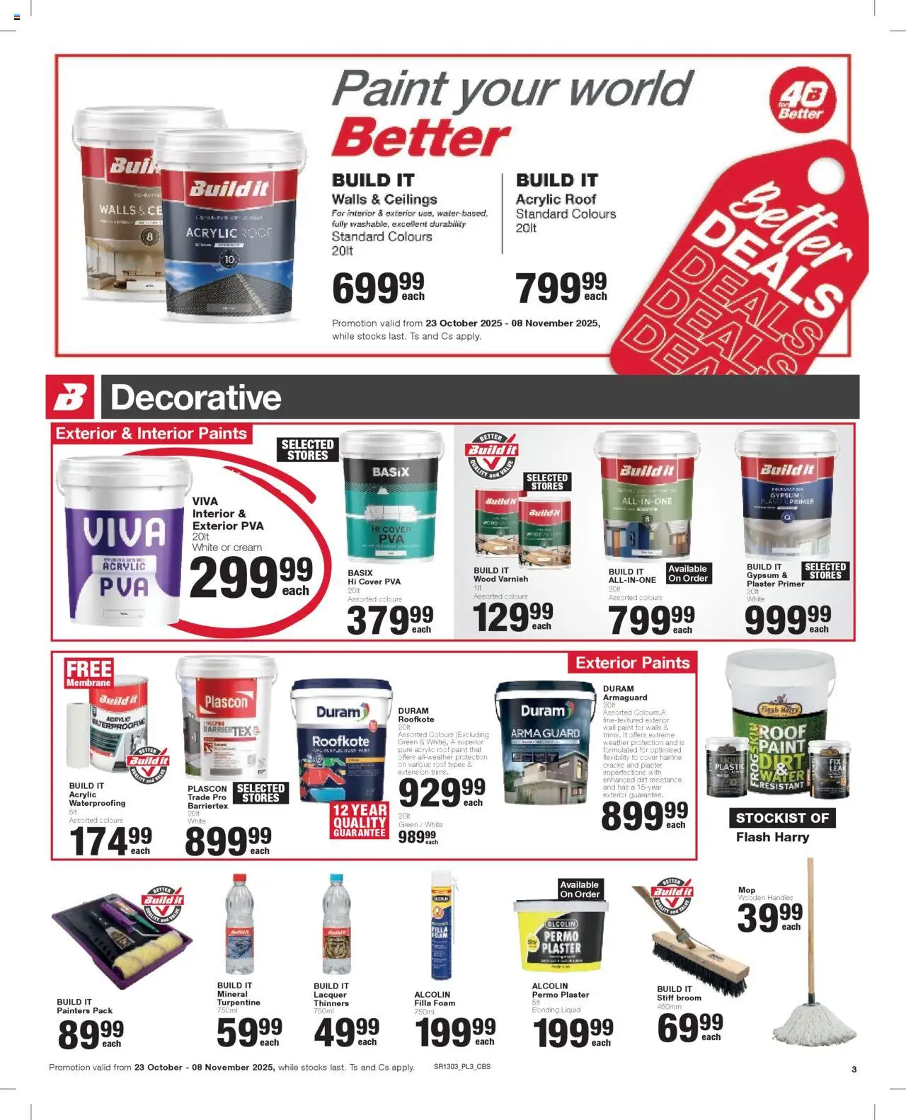 New Build It catalogue – valid from 23.10.2025 | Page: 3 | Products: Paint, Plaster primer, Plaster, Foam