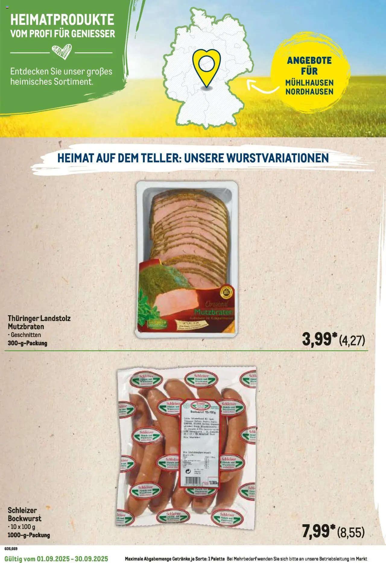 Metro Regionaler Flyer - gültig ab dem 01.09.2025 | Seite: 100 | Produkte: Bockwurst