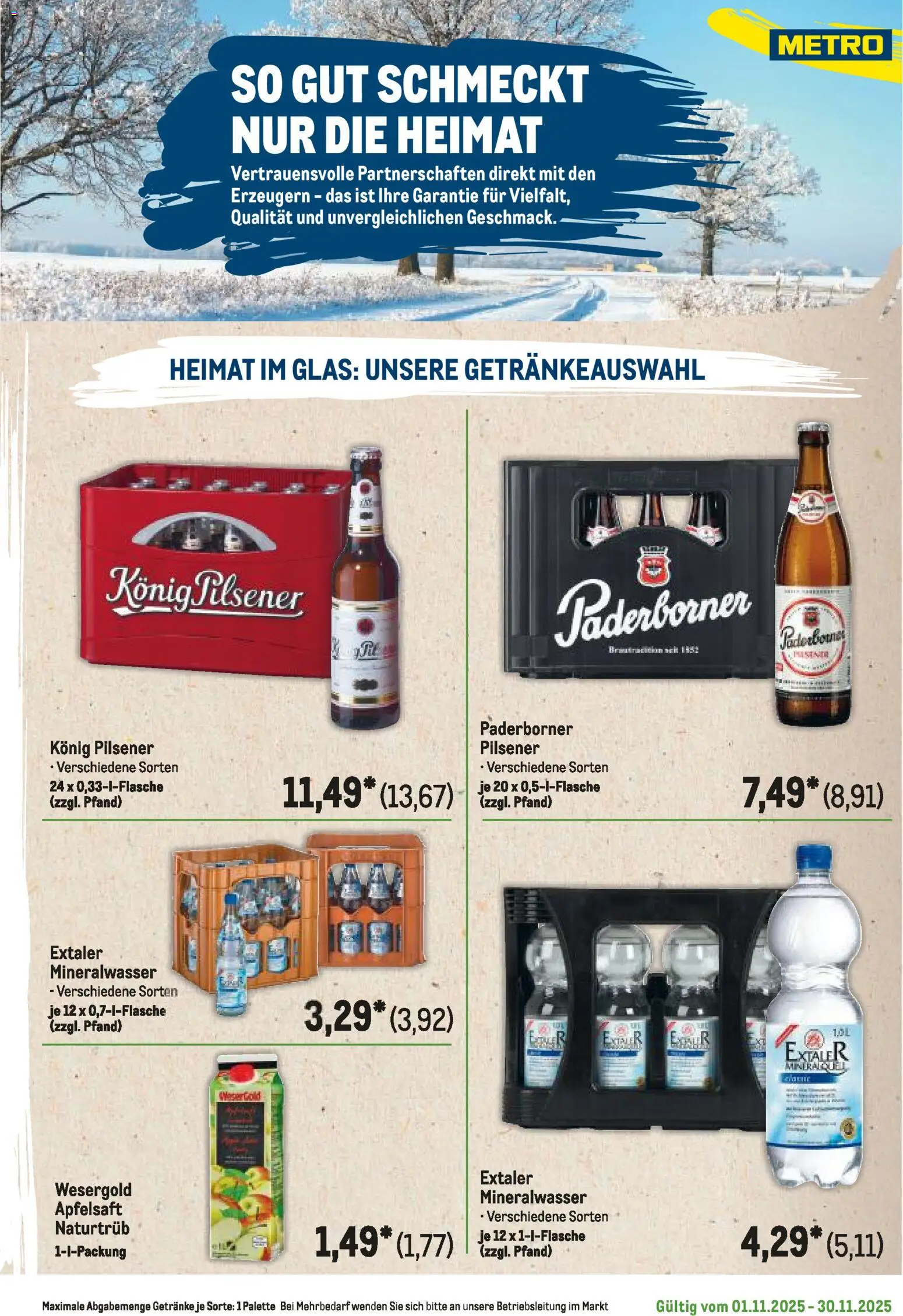 Metro Regionaler Flyer – gültig ab 01.11.2025 | Seite: 19 | Produkte: Konig pilsener, Apfelsaft, Mineralwasser