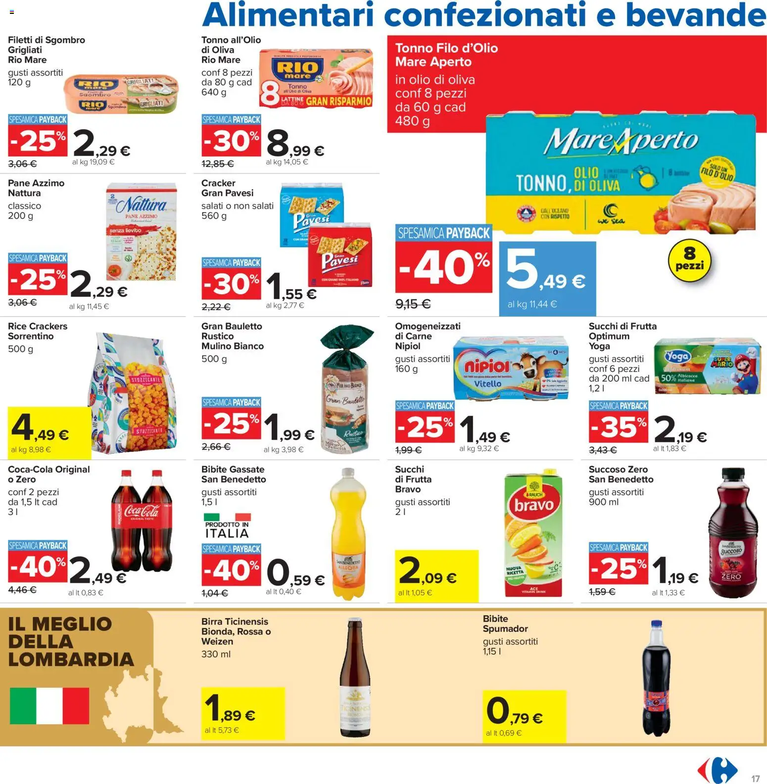 Volantino Carrefour del 21.04.2026 | Pagina: 17 | Prodotti: Birra, Frutta, Crackers, Sgombro