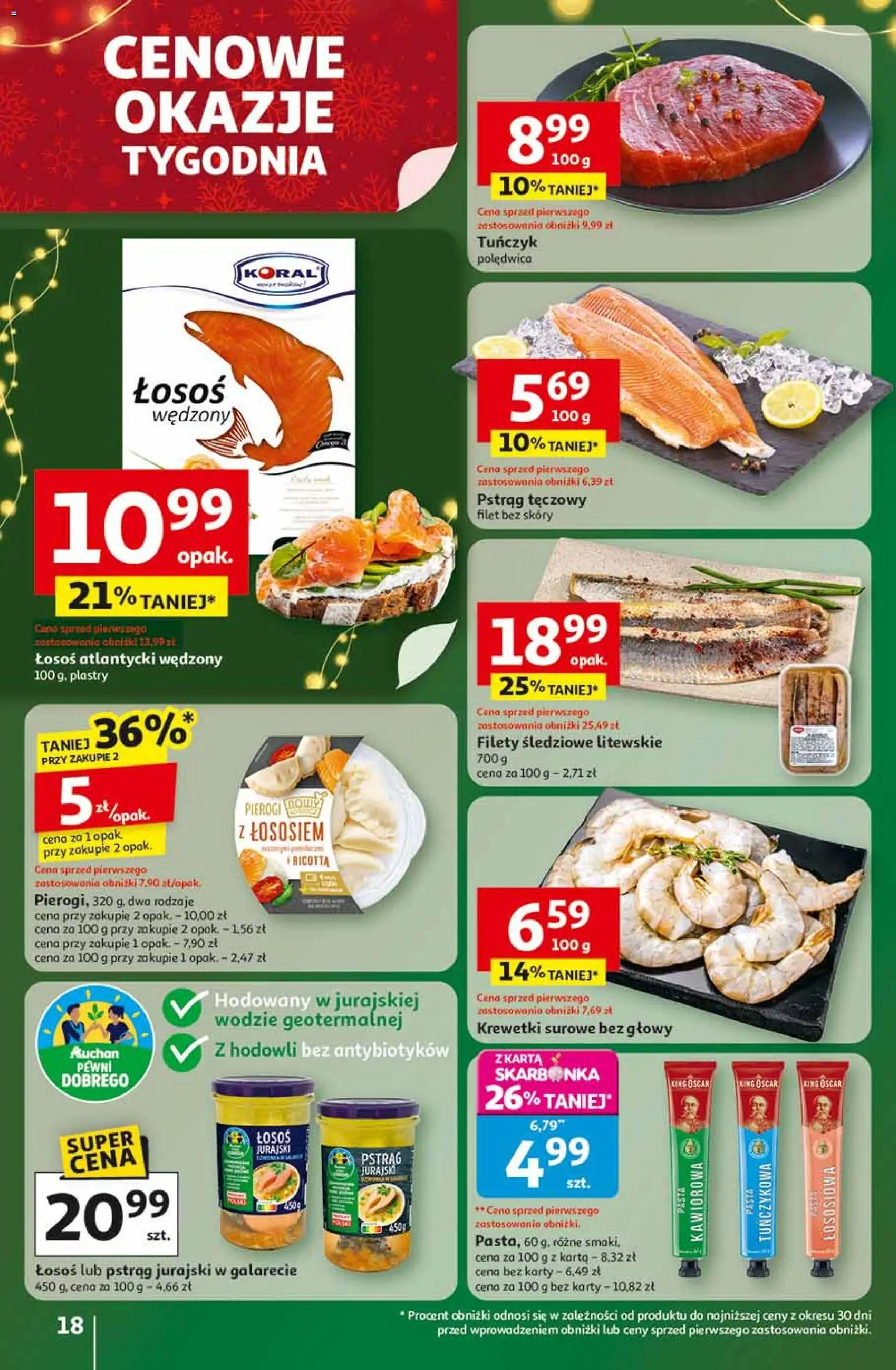 Auchan Black Friday od 13.11.2025 | Strona: 18 | Produkty: Karta, Łosoś wędzony, Pstrąg, Łosoś