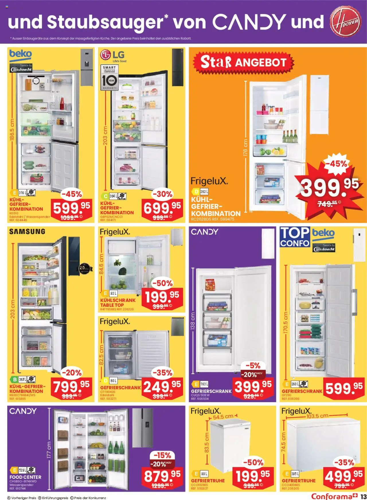 Conforama Aktionen ab 23.07.2025 | Seite: 13 | Produkte: Gefriertruhe, Samsung, Kühlschrank, Gefrierschrank