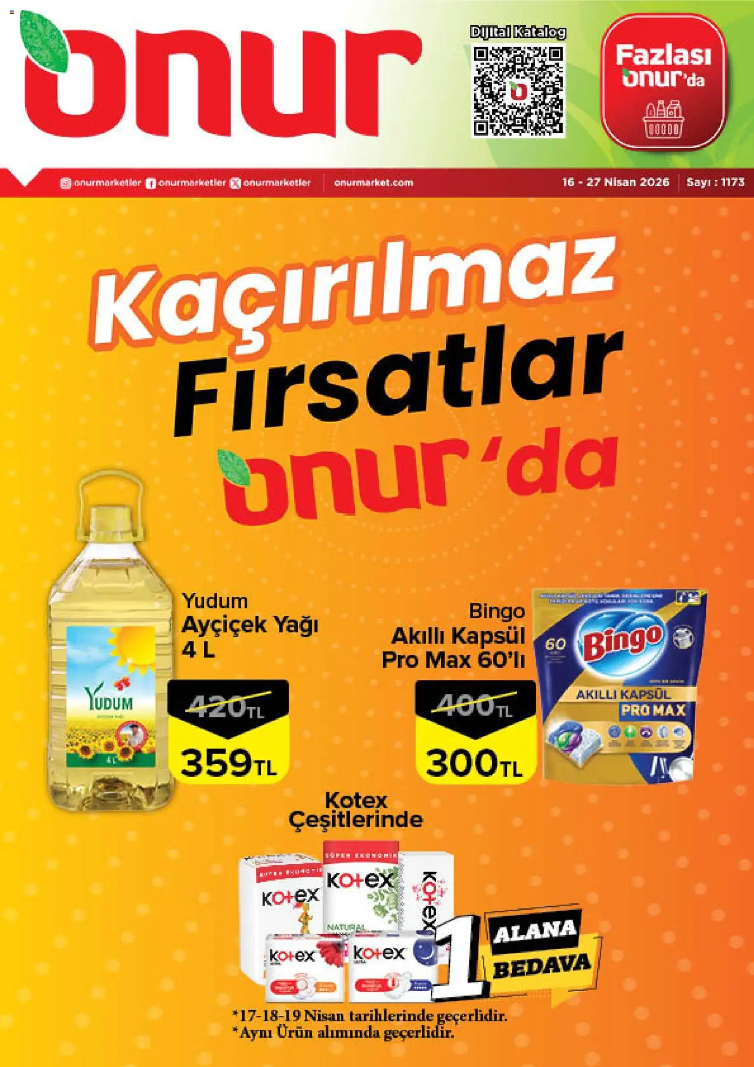 Onur Market Katalog - Bursa - 16.04.2026 tarihinden itibaren geçerlidir | Sayfa: 1