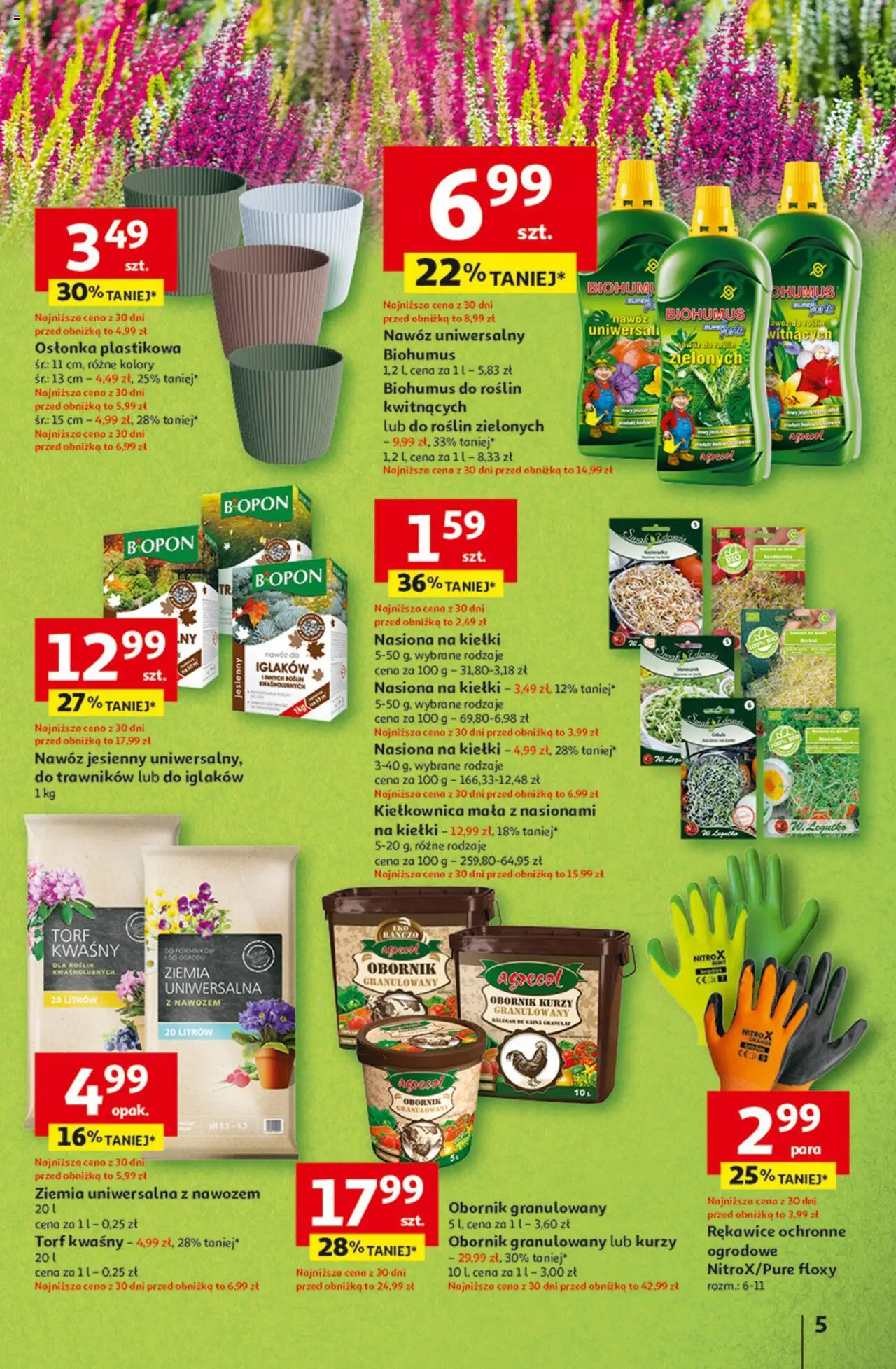 Auchan Gazetka - Odlotowe ceny na start szkoły Hipermarket od 21.08.2025 | Strona: 5 | Produkty: Ziemia uniwersalna, Ziemia, Nasiona