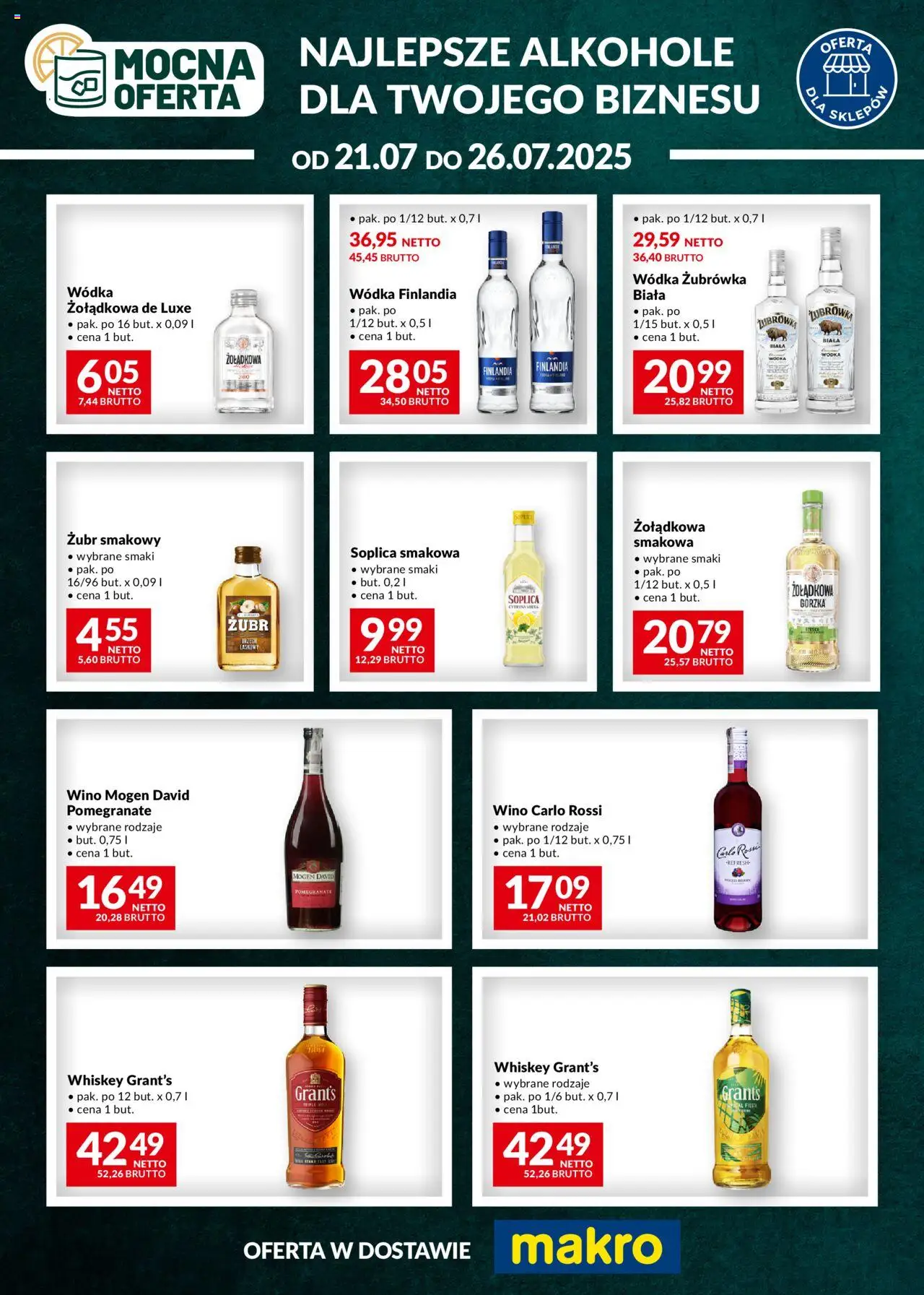 Makro Gazetka - Mocna oferta od 21.07.2025 | Strona: 1 | Produkty: Grant's, Mogen david pomegranate, Wino, Carlo Rossi