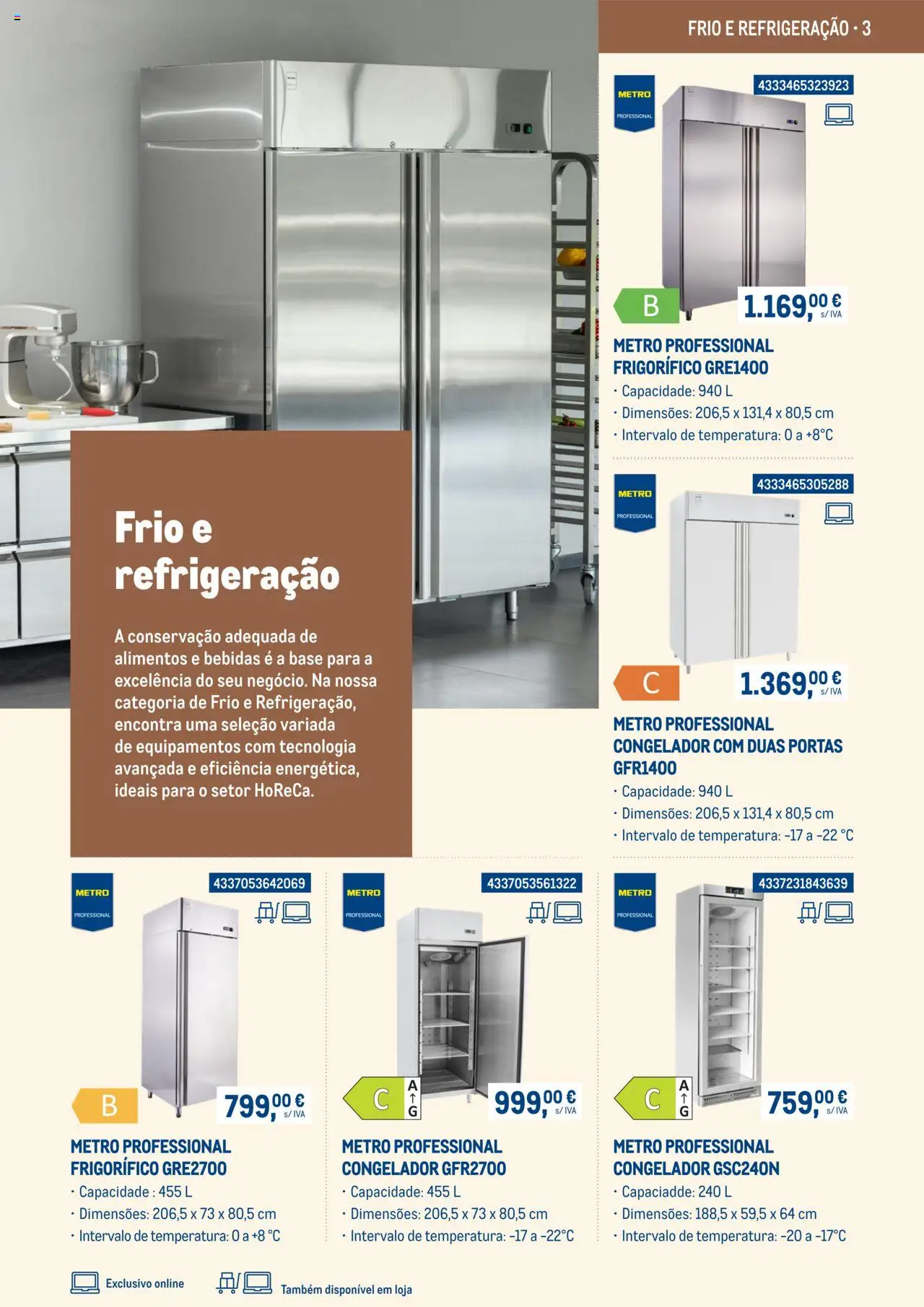 Makro -  Equipamento de cozinha e serviço de mesa - Catálogo 2025 │ válido de 03.03.2025 | Página: 3 | Produtos: Frigorífico, Congelador, Base, Portas