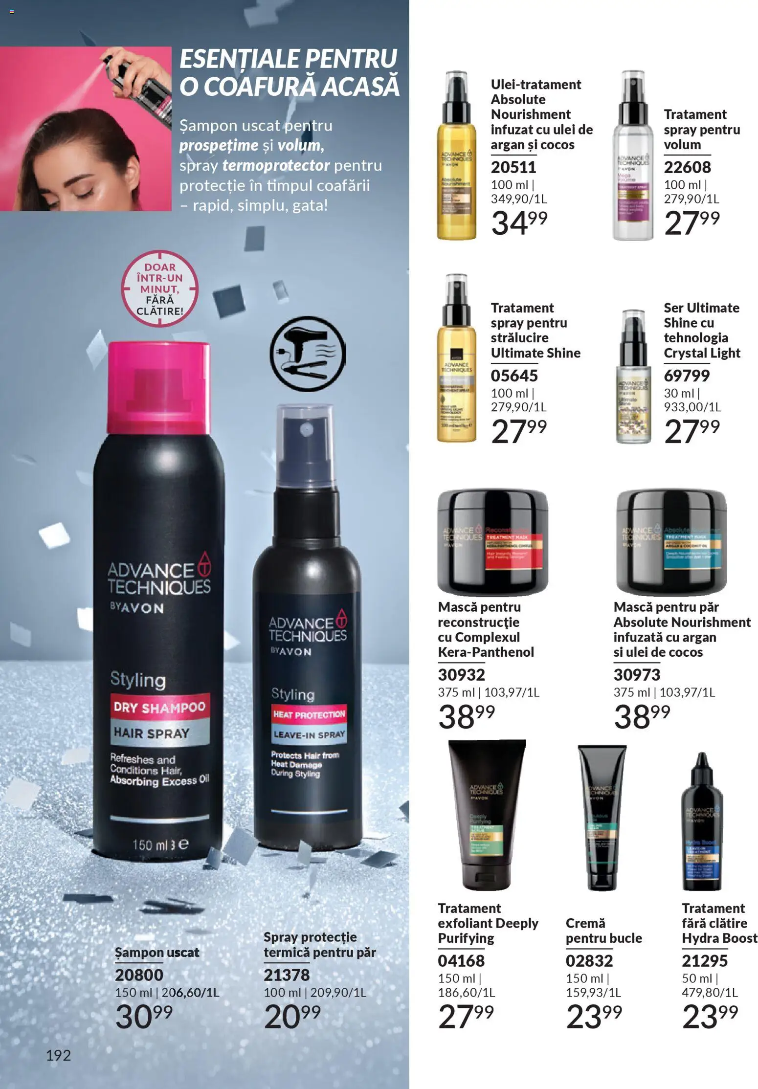 Noul catalog Avon – valabil de la 01.12.2025 | Pagină: 192 | Produse: Șampon, Cremă, Șampon uscat, Protecție termică pentru păr