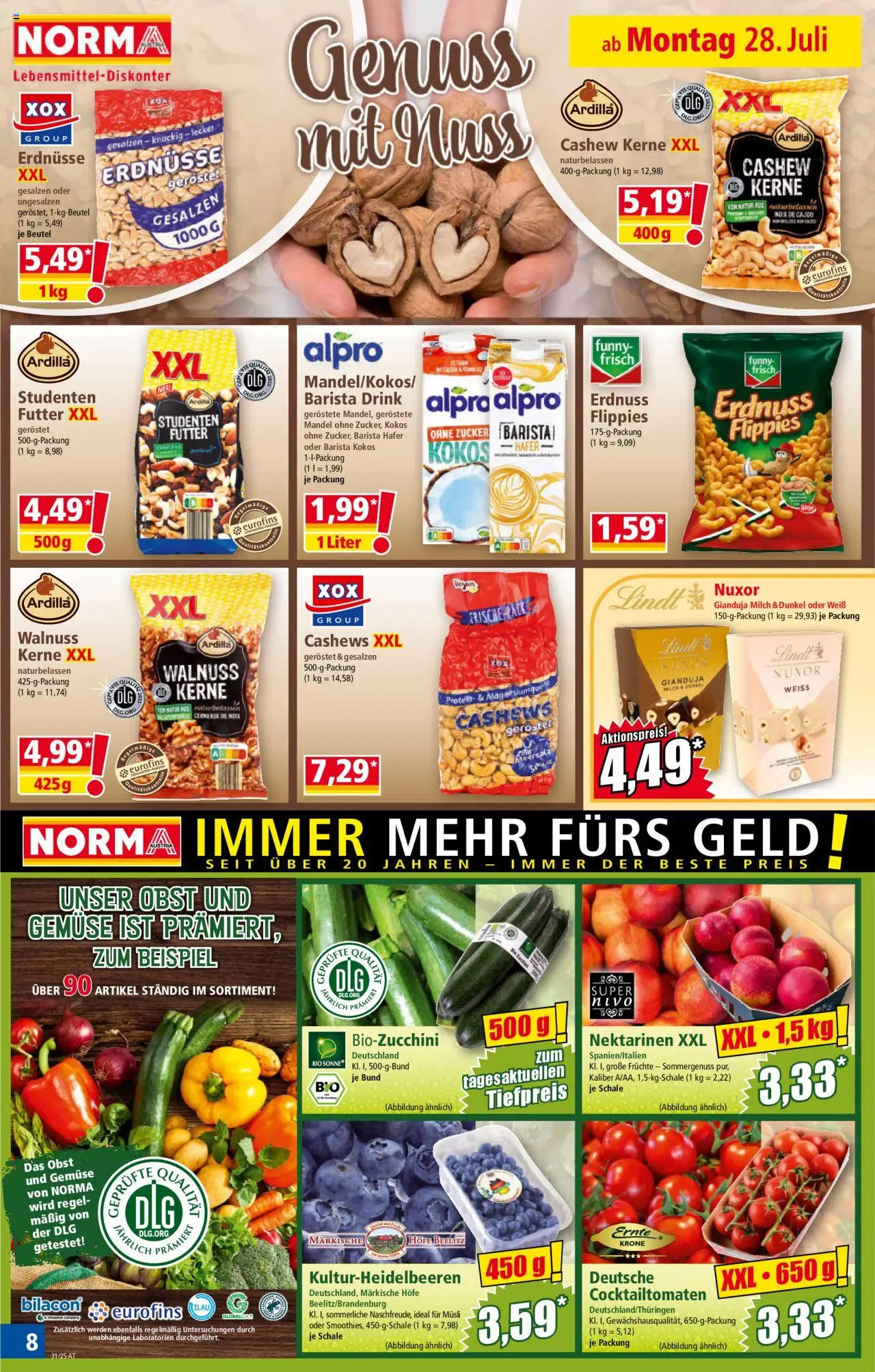 Norma Flugblatt gültig ab 28.07.2025 | Seite: 8 | Produkte: Gemüse, Obst, Zucker, Папионка