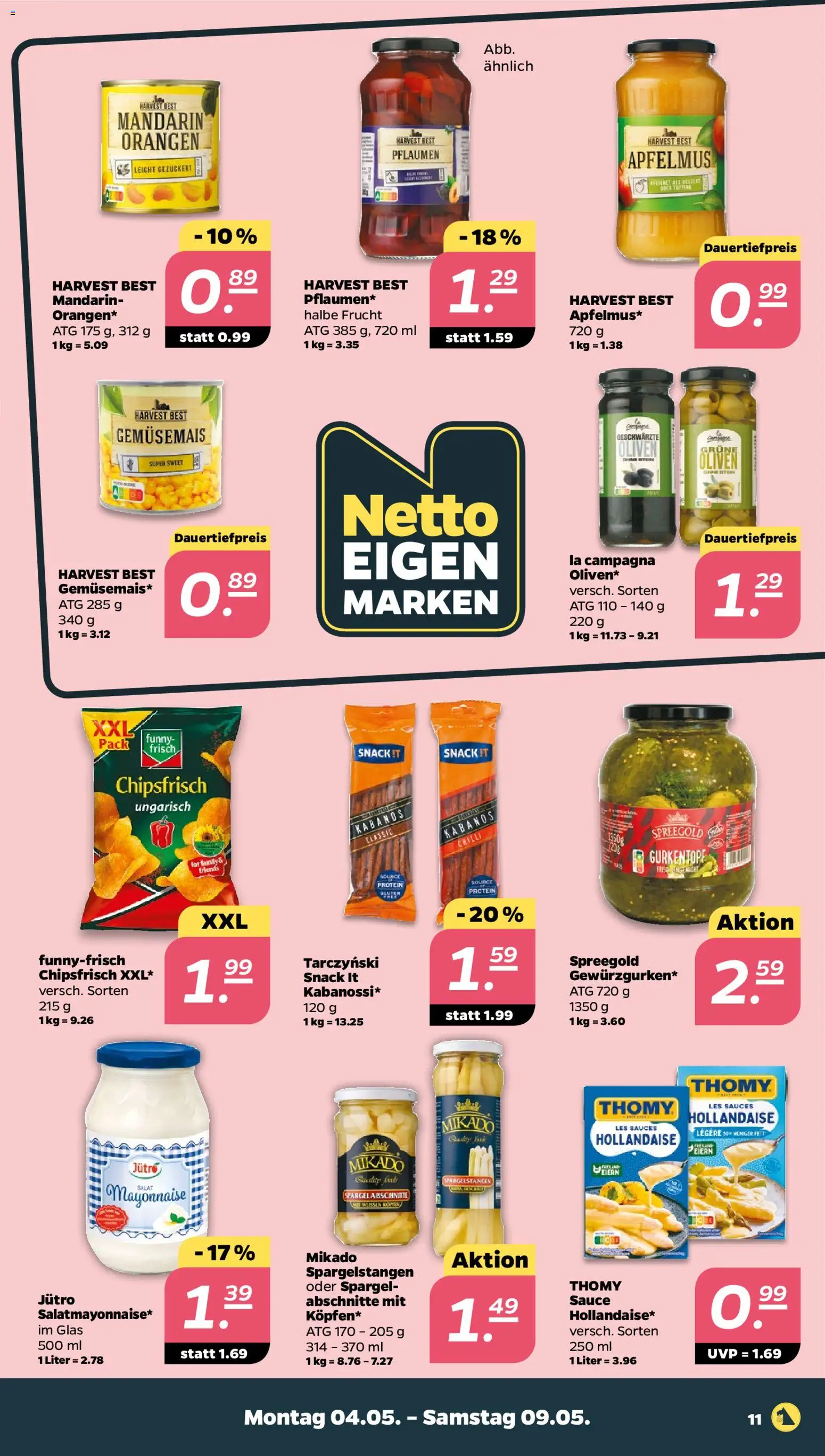 Netto Prospekt 	 – gültig ab 04.05.2026 | Seite: 11 | Produkte: Pflaumen, Orangen, Spargel, Mayonnaise