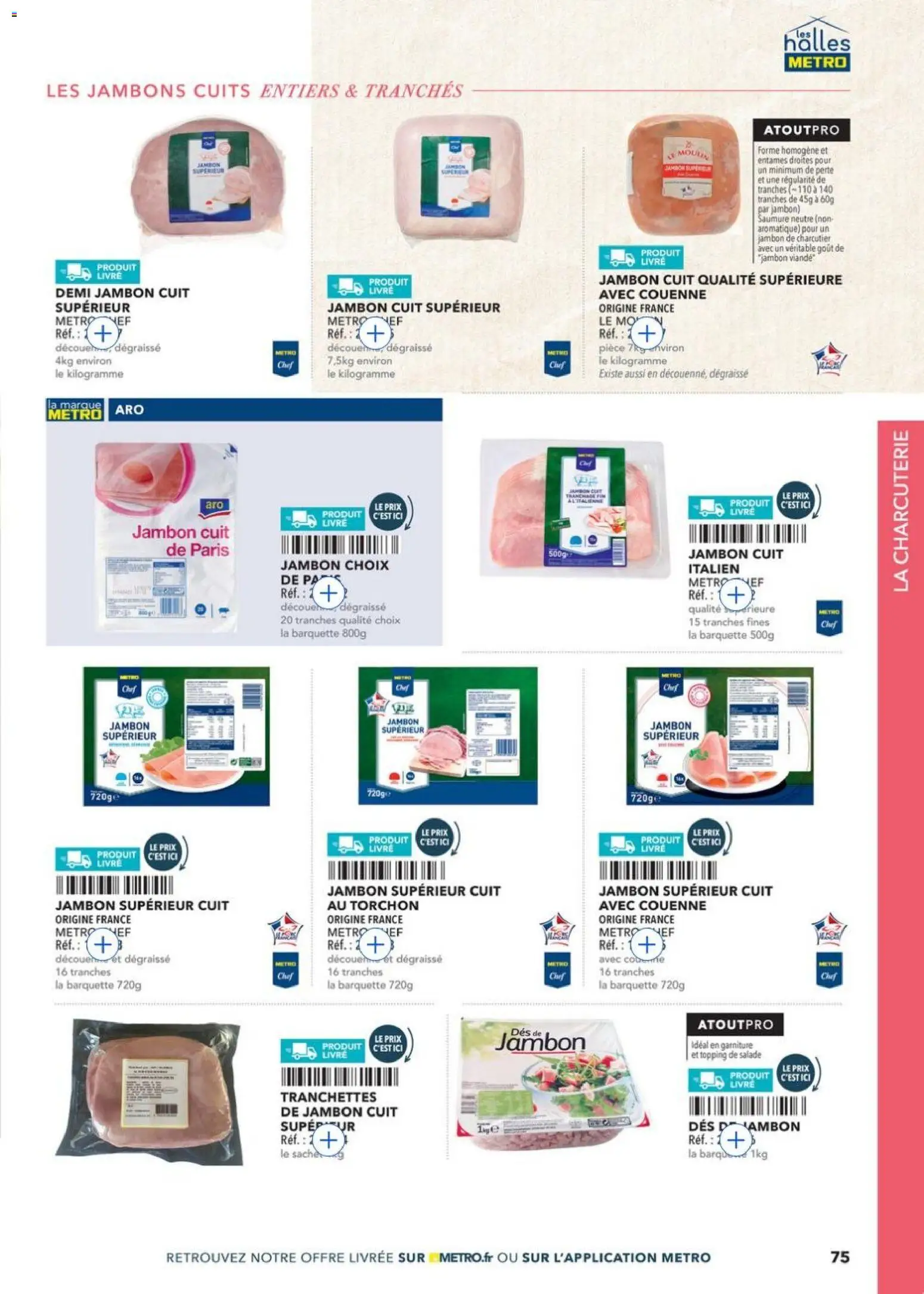 {H1} | Page: 75 | Produits: Torchon, Jambon, Viande, Thé