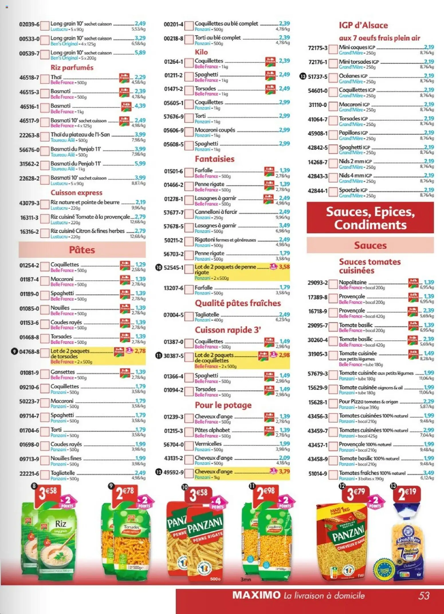 {H1} | Page: 53 | Produits: Citron, Spaghetti, Lasagnes, Œufs