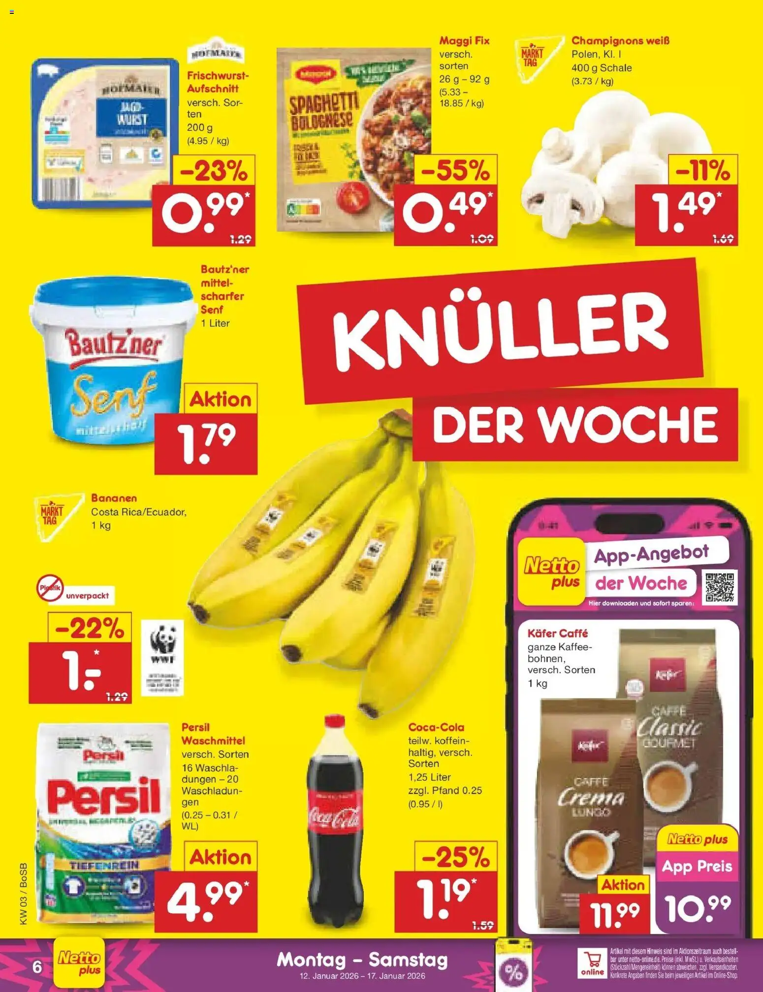 Netto Marken-Discount prospekt Stadtlohn	 – gültig ab 12.01.2026 | Seite: 6 | Produkte: Maggi, Bananen, Wurst, Persil