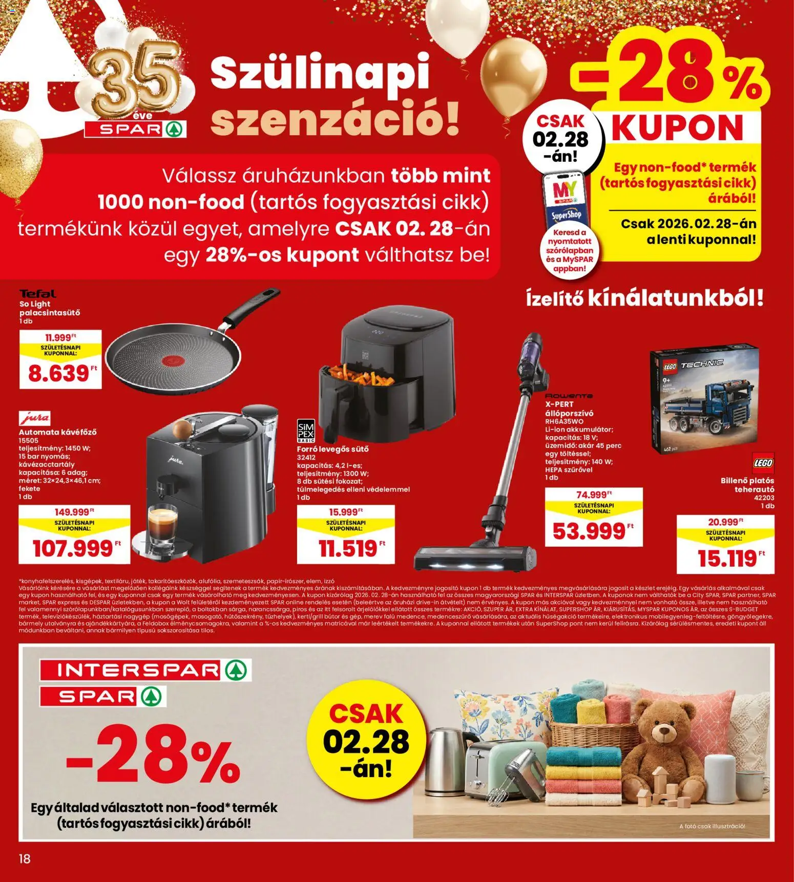 Interspar akciós ujság - amely érvényes a következő dátumtól: 26.02.2026 | Oldal: 18 | Termékek: Kávéfőző, Bútor, Automata kávéfőző, Só