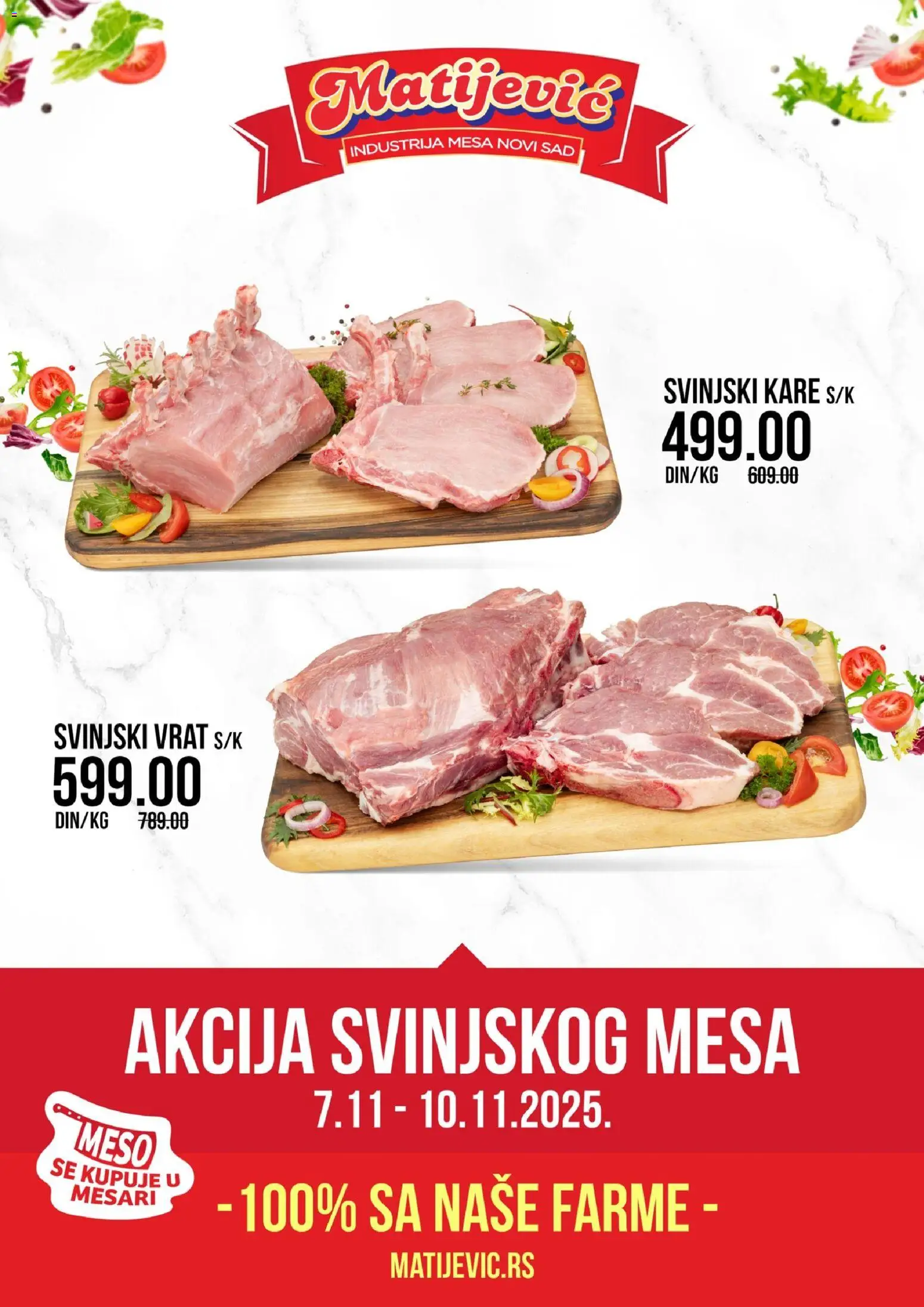 Matijevic katalog - važi od 07.11.2025 | Strana: 1 | Proizvode: Svinjski kare, Svinjski vrat