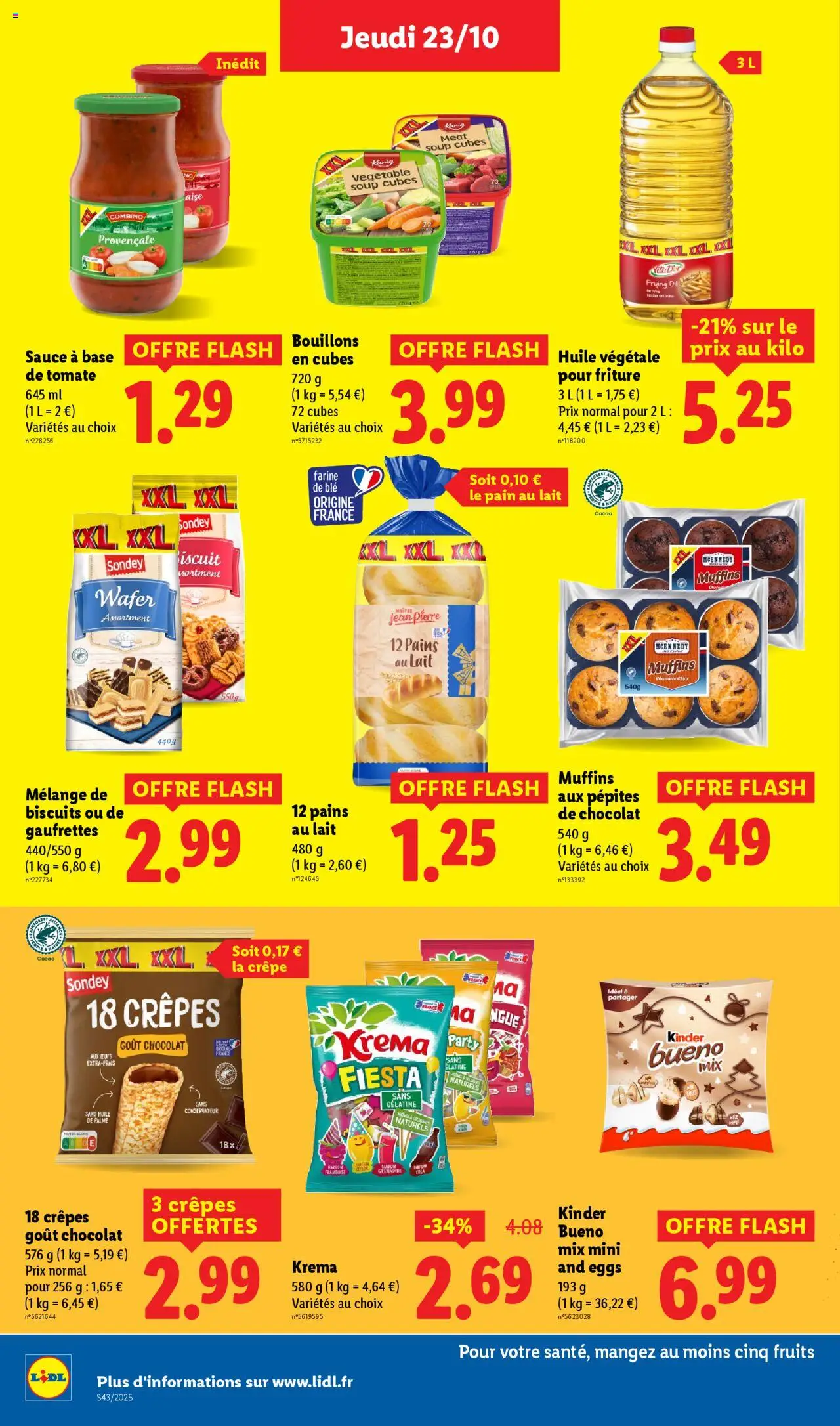 {H1} | Page: 18 | Produits: Pains au lait, Farine, Pain, Gélatine