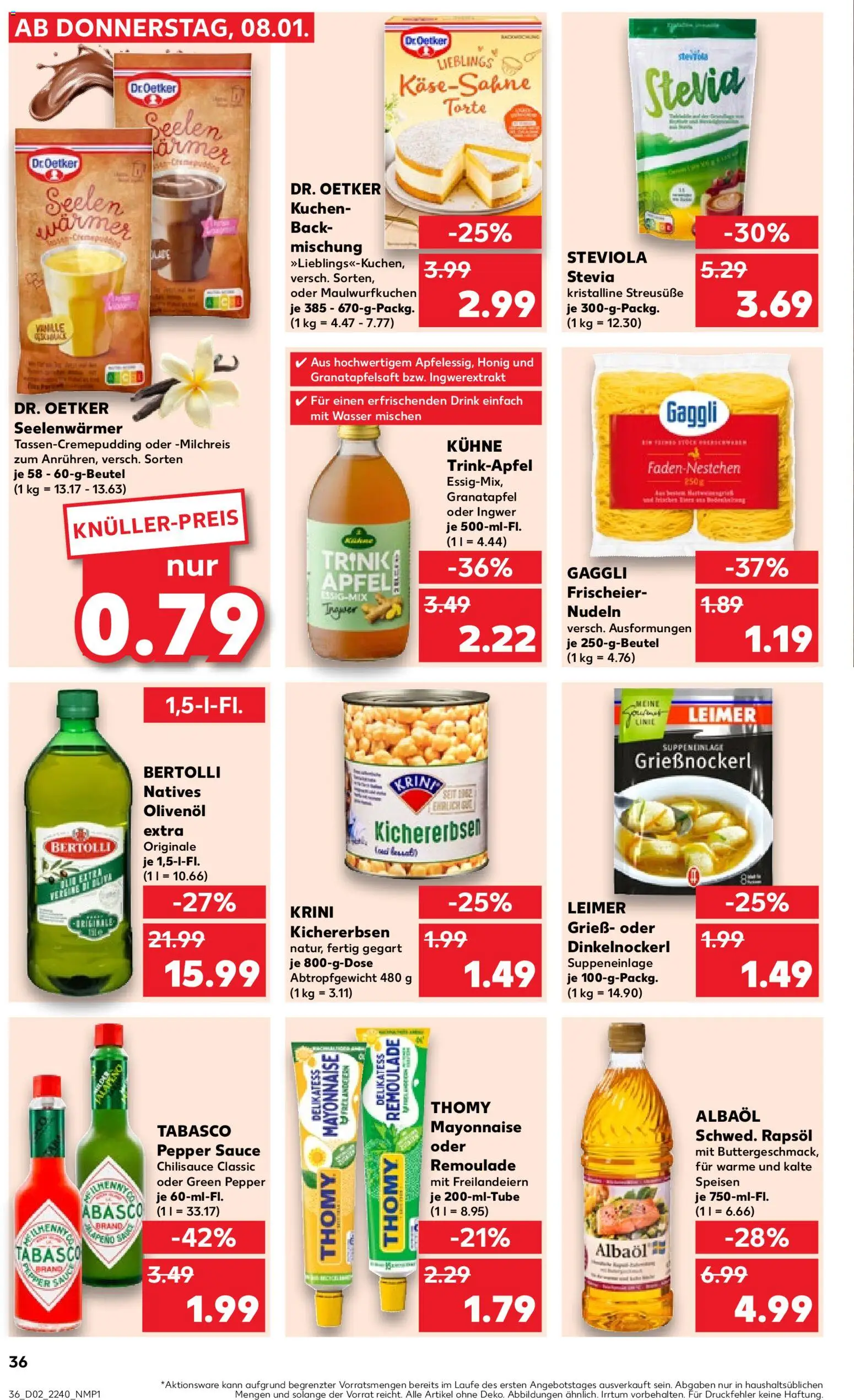 Kaufland prospekt Speyer	 – gültig ab 08.01.2026 | Seite: 36 | Produkte: Rapsöl, Wasser, Mayonnaise, Kuchen