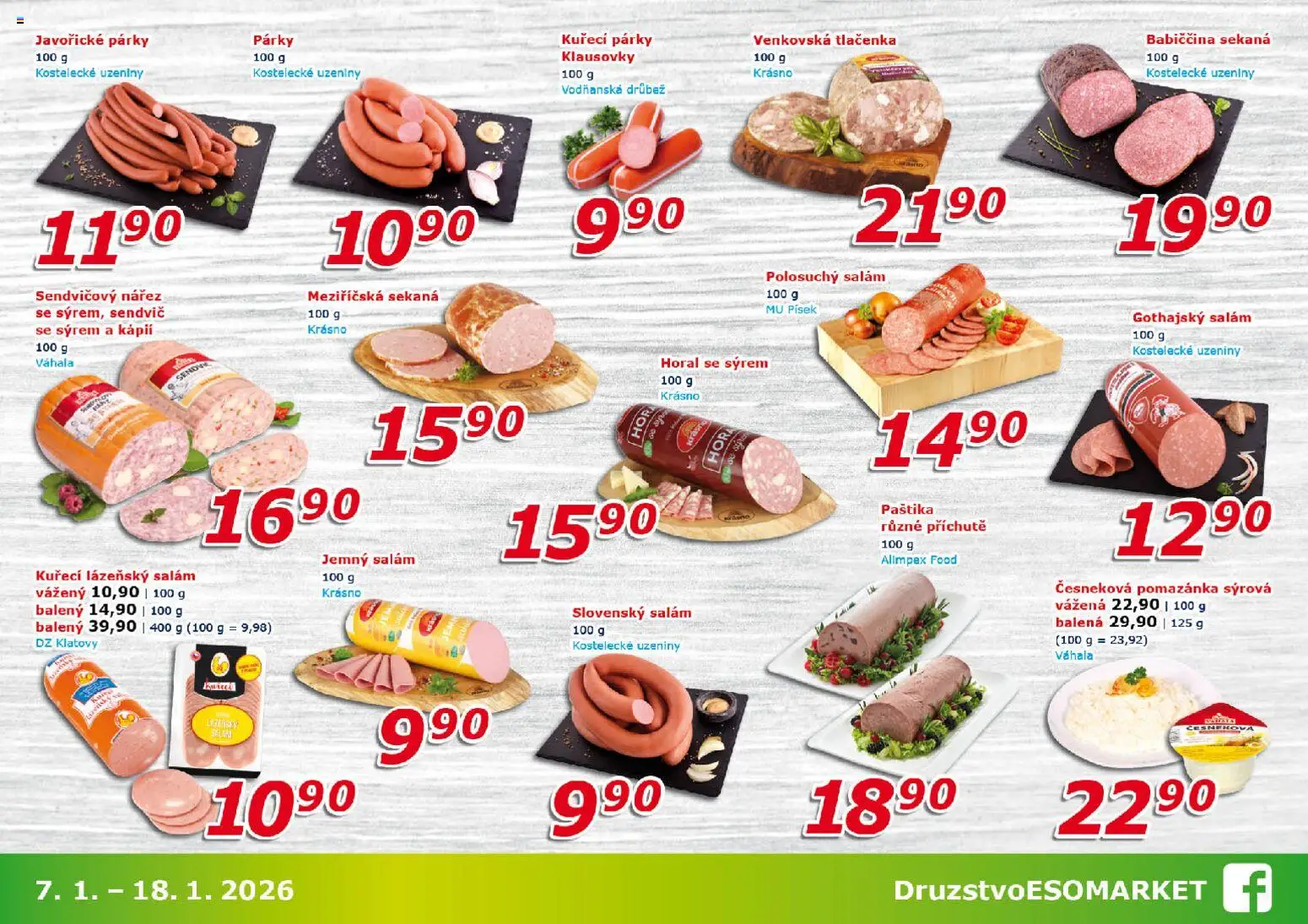 Eso market leták od 07.01.2026 | Strana: 3 | Produkty: Sekaná, Uzeniny, Gothajský salám, Paštika