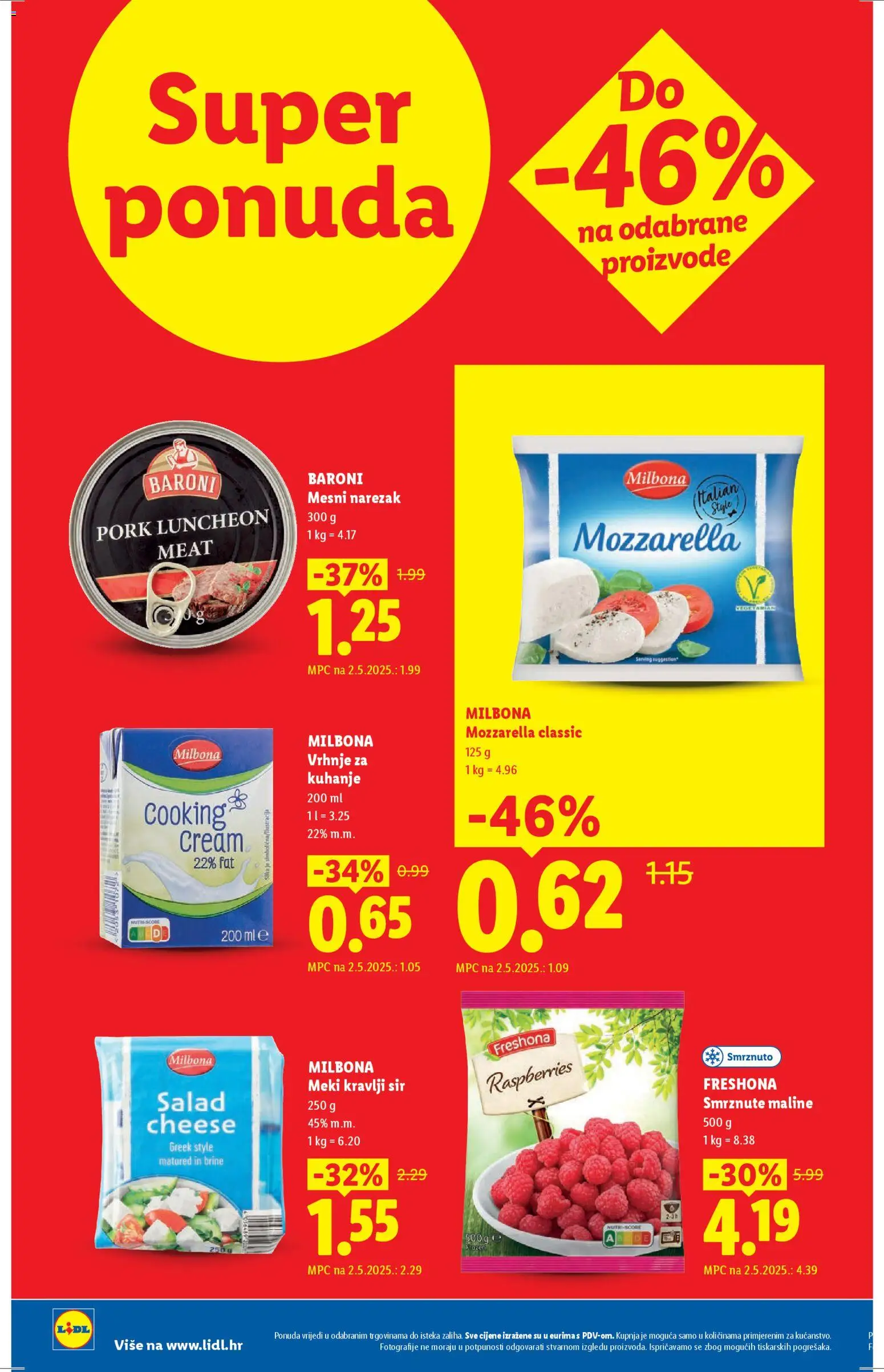 Lidl katalog | vrijedi od 30.03.2026 | Stranica: 2 | Proizvodi: Mozzarella, Sir, Narezak, Maline