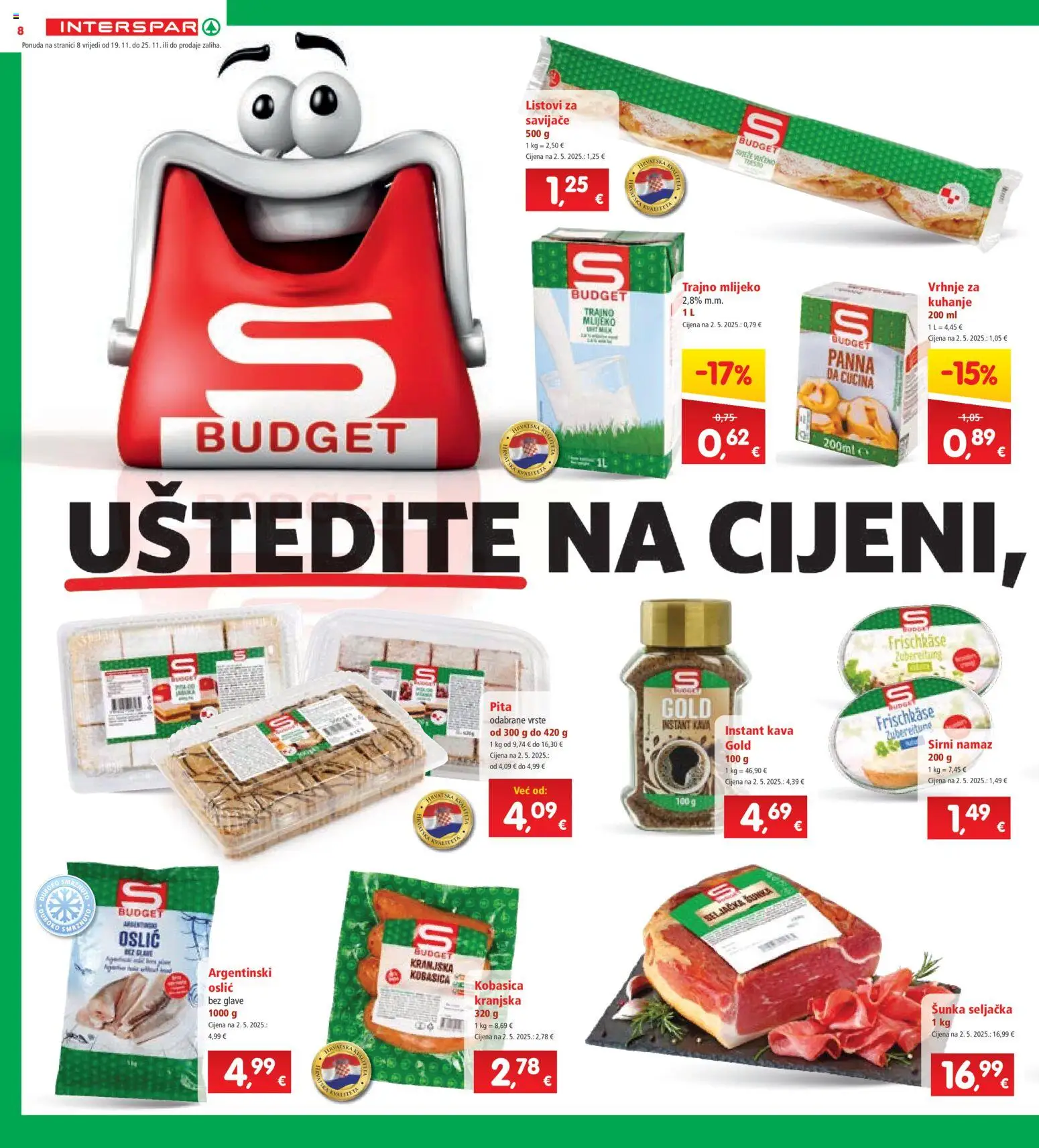 Interspar katalog | vrijedi od 19.11.2025 | Stranica: 10 | Proizvodi: Mlijeko, Pita, Trajno mlijeko, Namaz