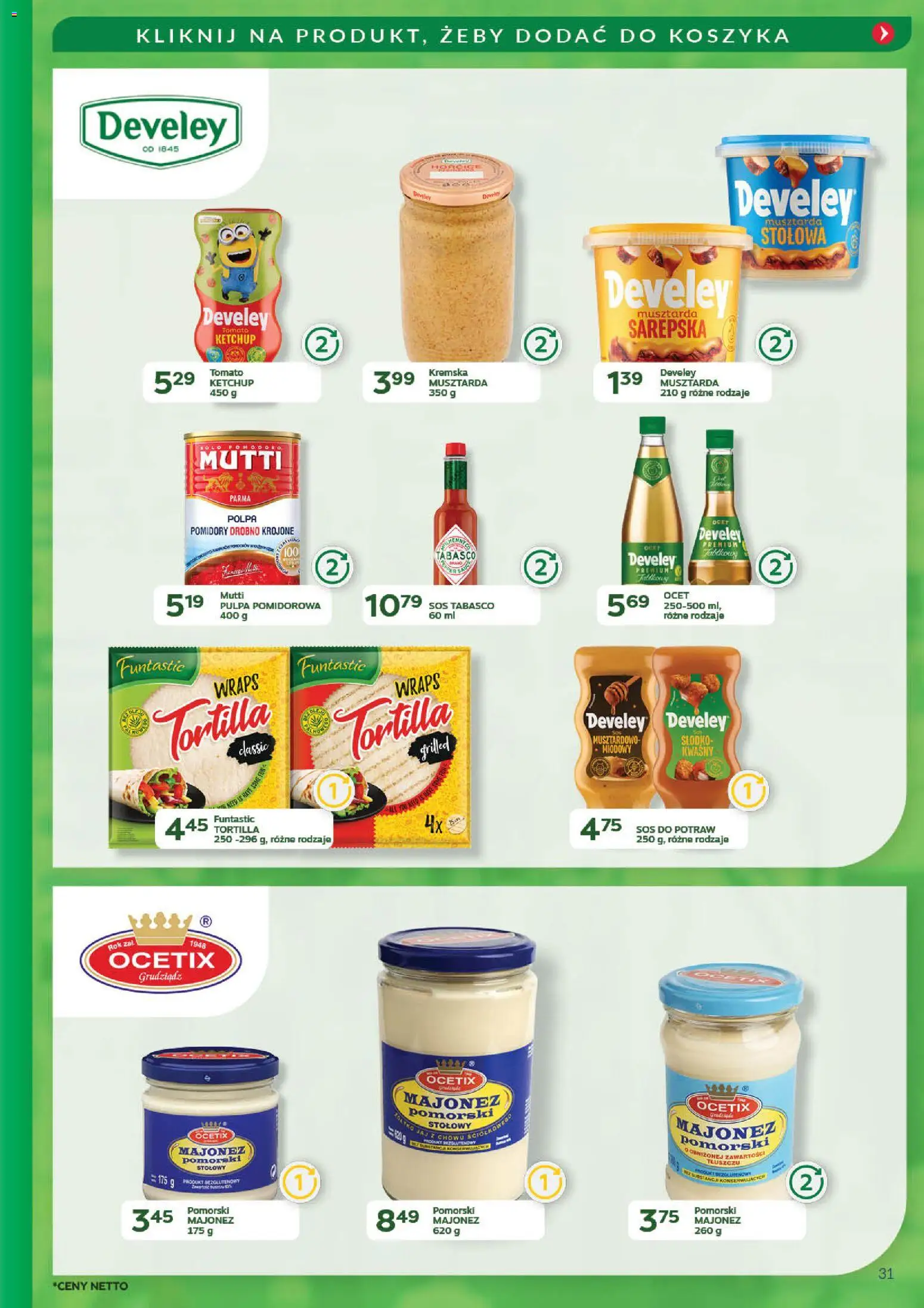 Eurocash Gazetka - Promocje na okrągło od 03.11.2025 | Strona: 31 | Produkty: Pomidory, Sos tabasco, Majonez, Sos