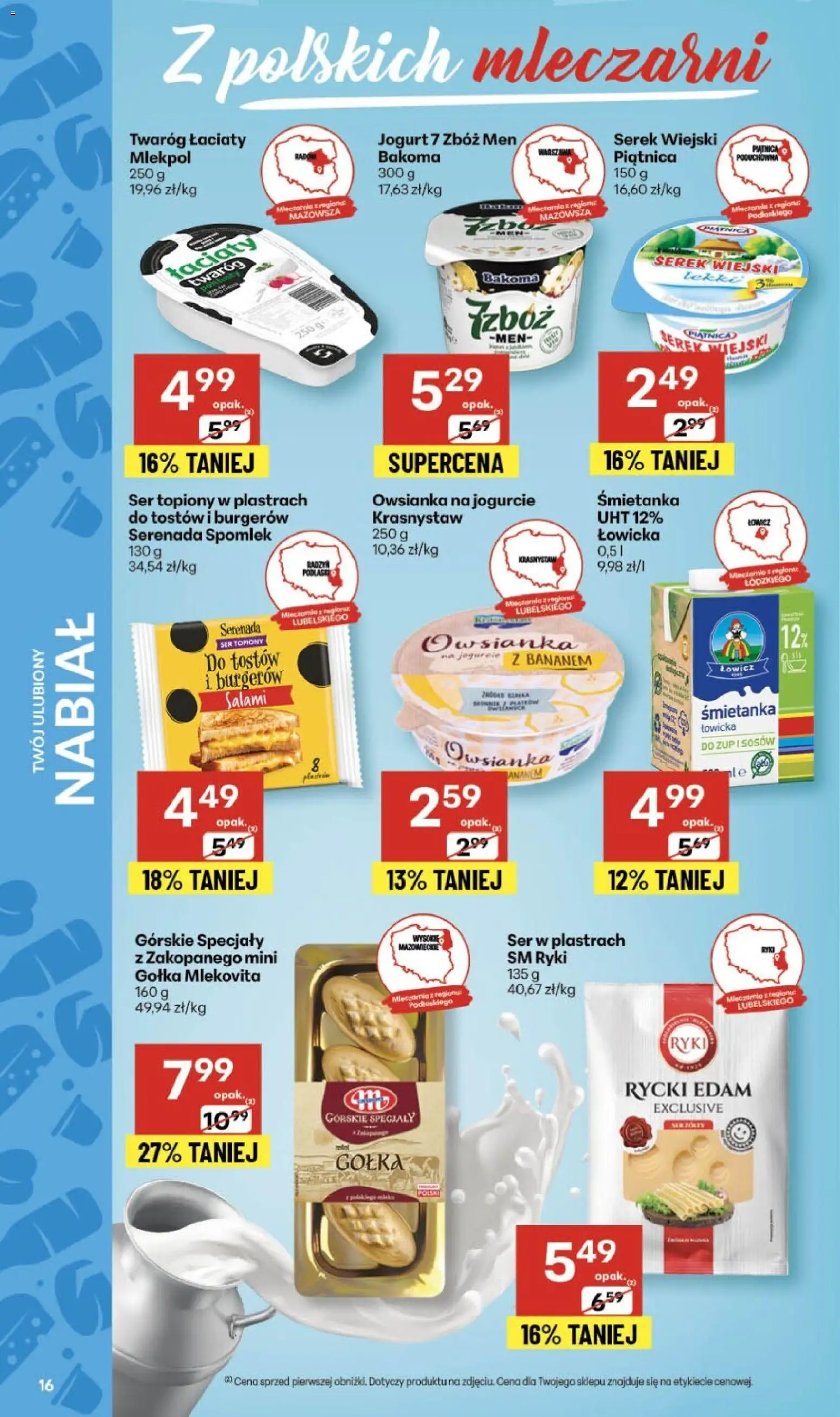 Delikatesy Centrum Gazetka - Sklepy Własne od 06.11.2025 | Strona: 16 | Produkty: Ser topiony w plastrach, Serek, Serek wiejski, Ser