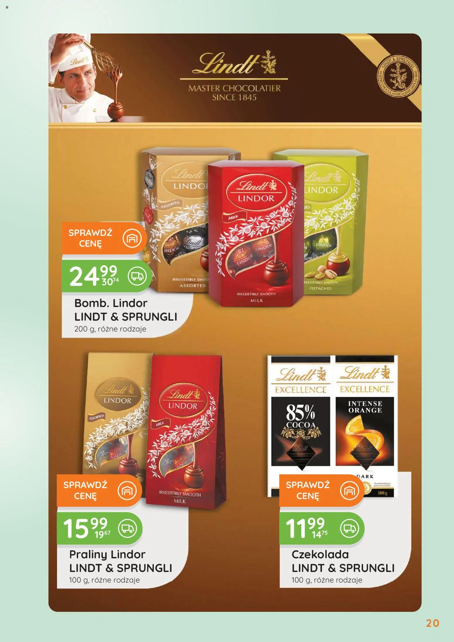Eurocash gazetka - Oferta Handlowa od 06.04.2026 | Strona: 20 | Produkty: Czekolada lindt, Praliny, Czekolada
