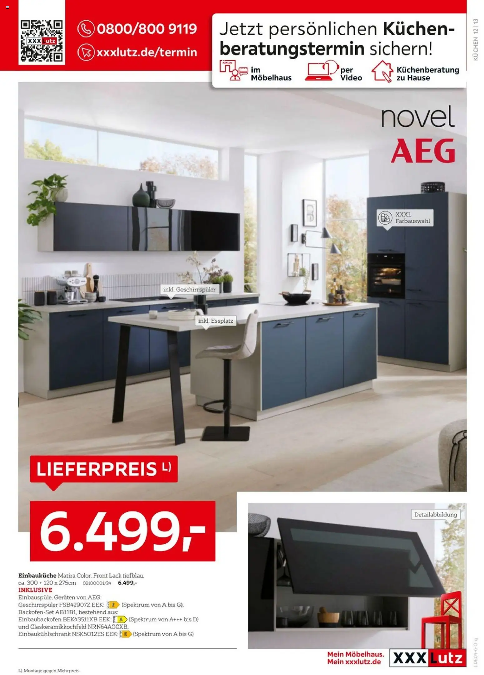 XXXLutz AEG zum Bestpreis – gültig ab 18.04.2025 | Seite: 13 | Produkte: AEG, Geschirrspüler, Einbauküche, Video