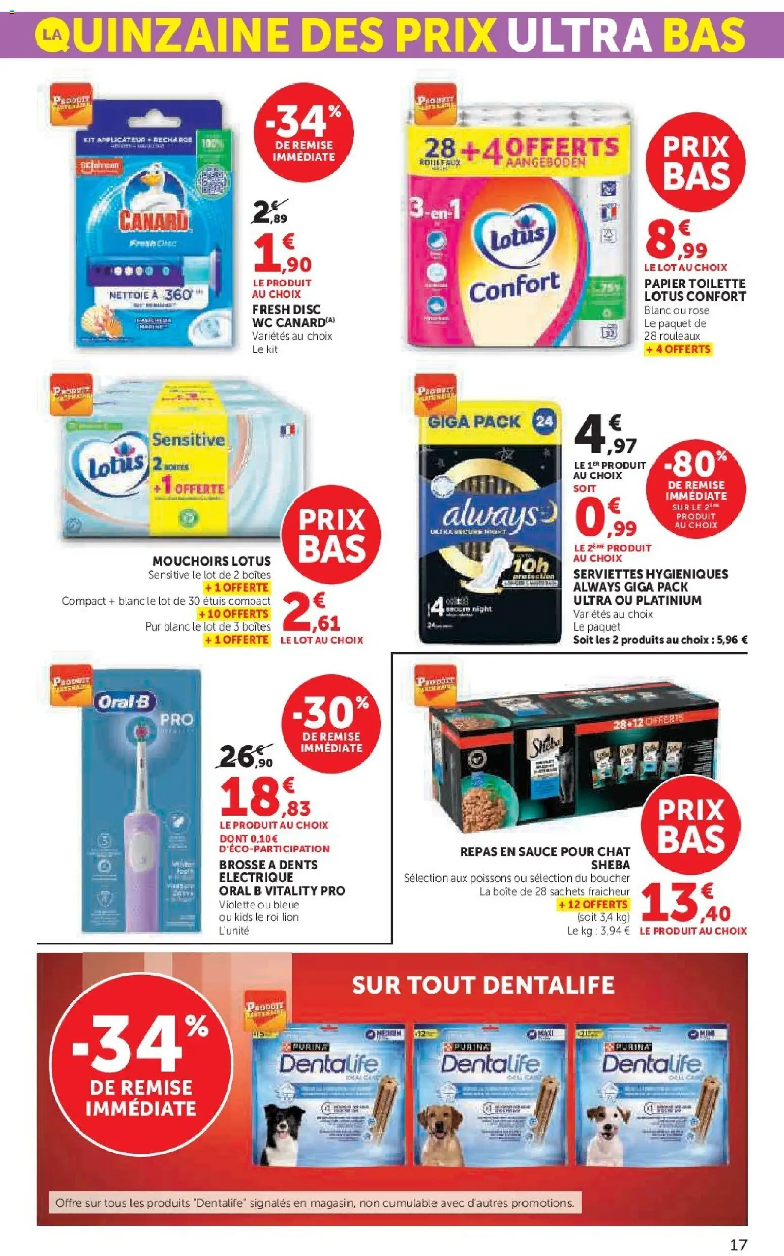 {H1} | Page: 17 | Produits: Papier toilette, Brosse, Brosse à dents, Papier toilette Lotus