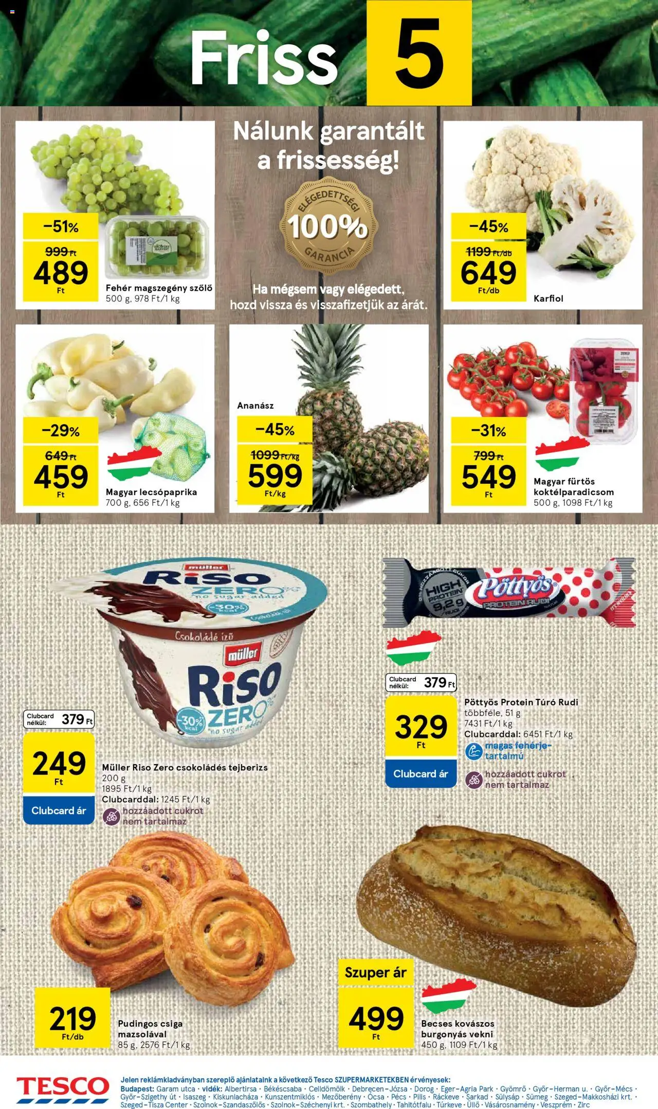 Tesco akciós ujság - amely érvényes a következő dátumtól: 18.09.2025 | Oldal: 2 | Termékek: Karfiol, Lecsópaprika, Fehérje, Cukor