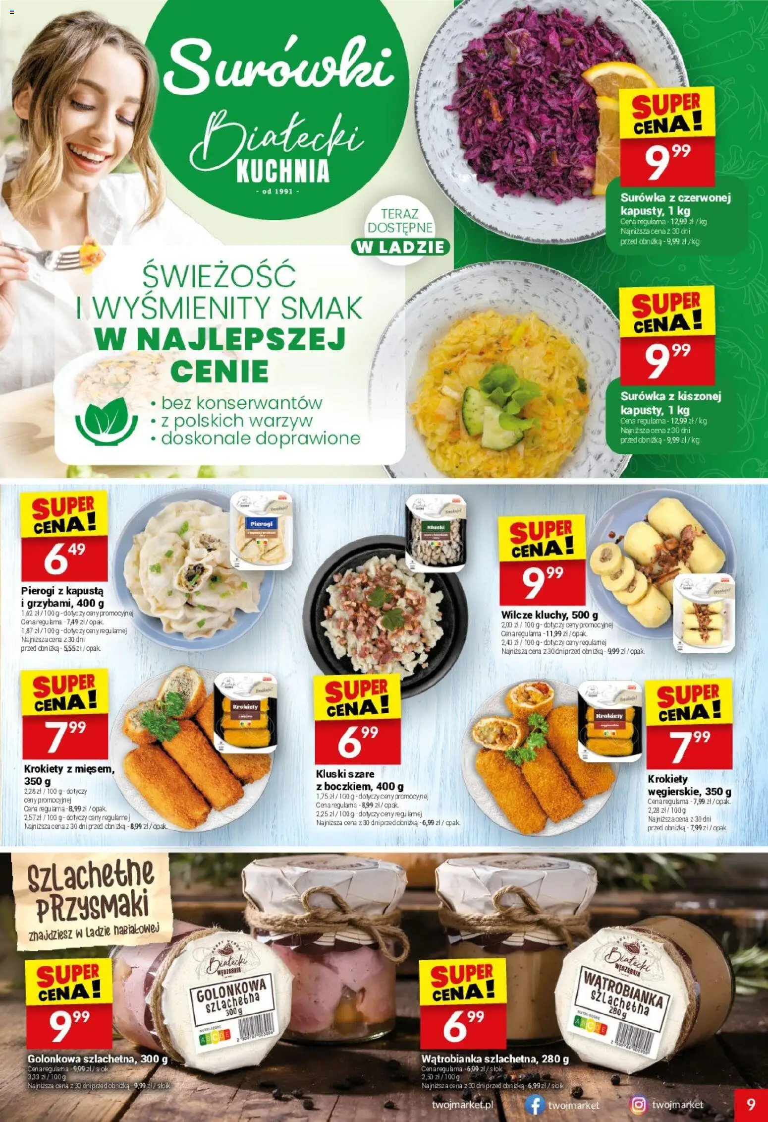 Twój Market Gazetka od 18.02.2026 | Strona: 9 | Produkty: Kapusta, Pierogi, Krokiety, Sok