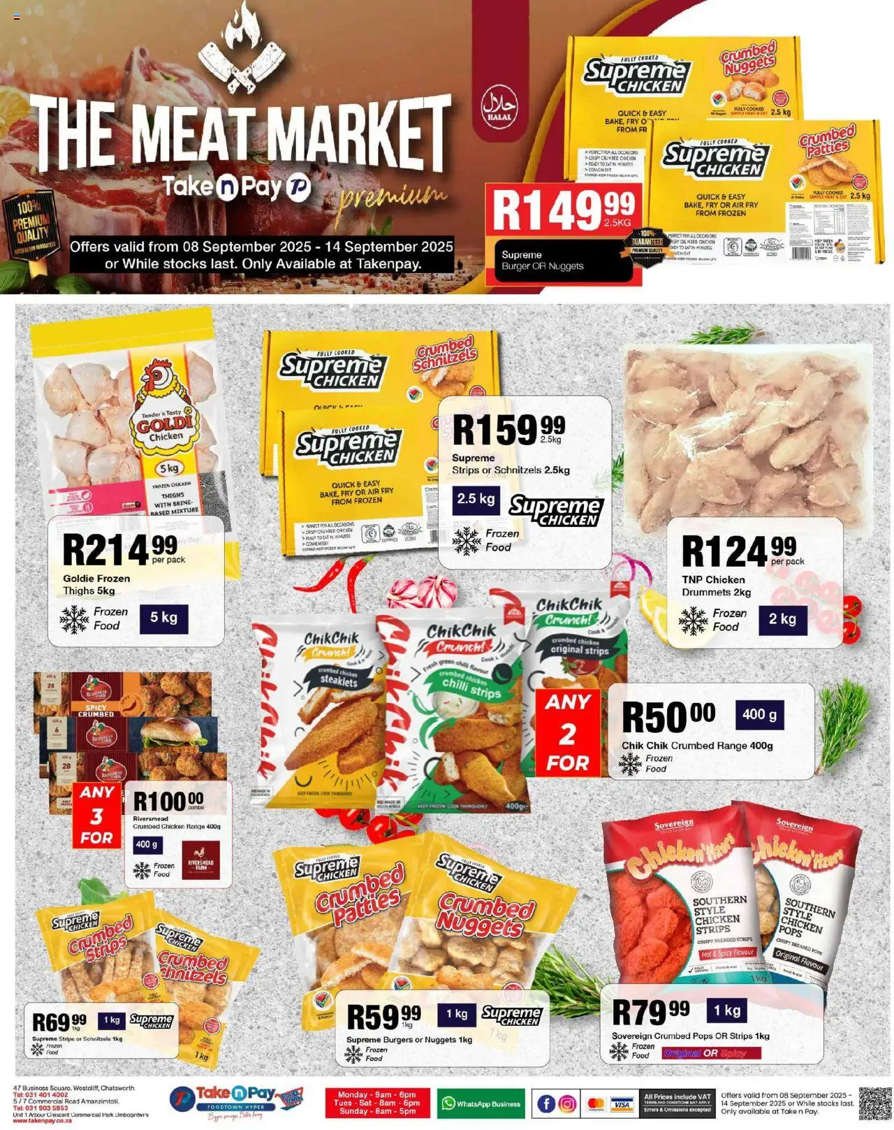 New Take n Pay catalogue – valid from 08.09.2025 | Page: 17 | Products: Chicken, Burgers, Chilli