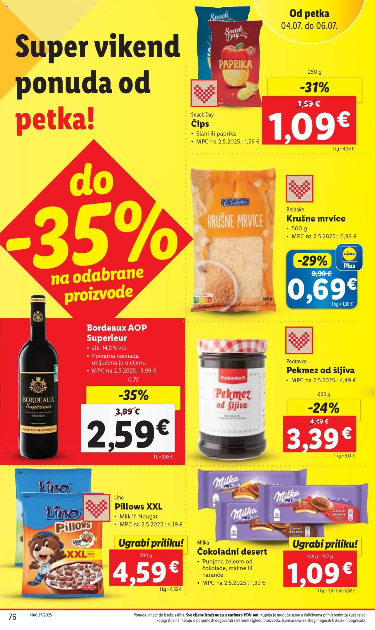 Lidl katalog | vrijedi od 30.06.2025 | Stranica: 76 | Proizvodi: Krušne mrvice, Šljiva, Milka, Maline