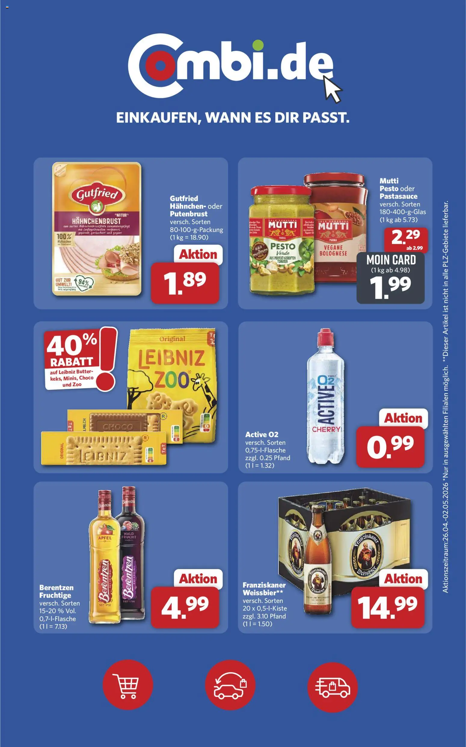 Combi Wochenknaller – gültig ab 26.04.2026 | Seite: 2 | Produkte: Franziskaner, Butter, Tomaten, Berentzen
