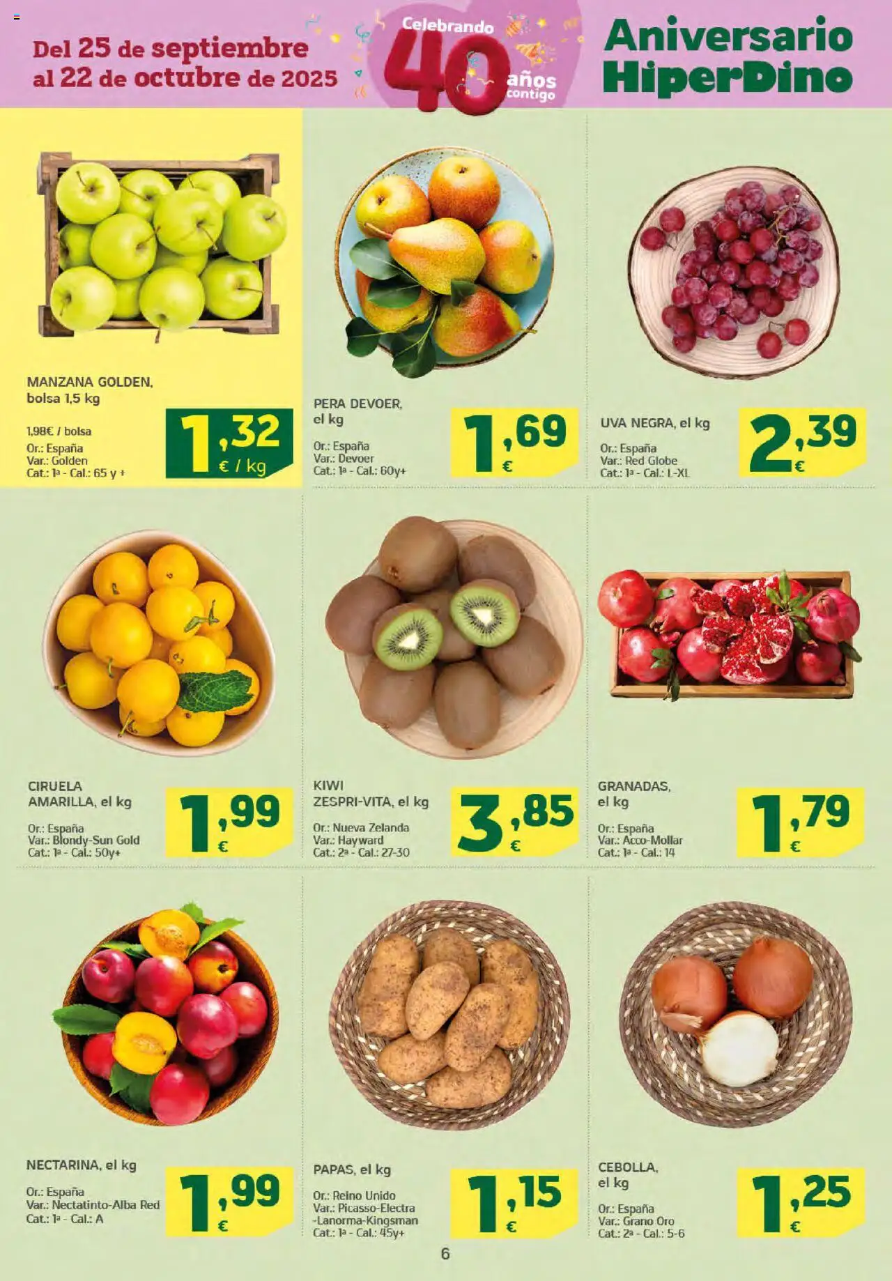 HiperDino folleto │ válido desde el 25.09.2025 | Página: 6 | Productos: Kiwi, Manzana, Bolsa
