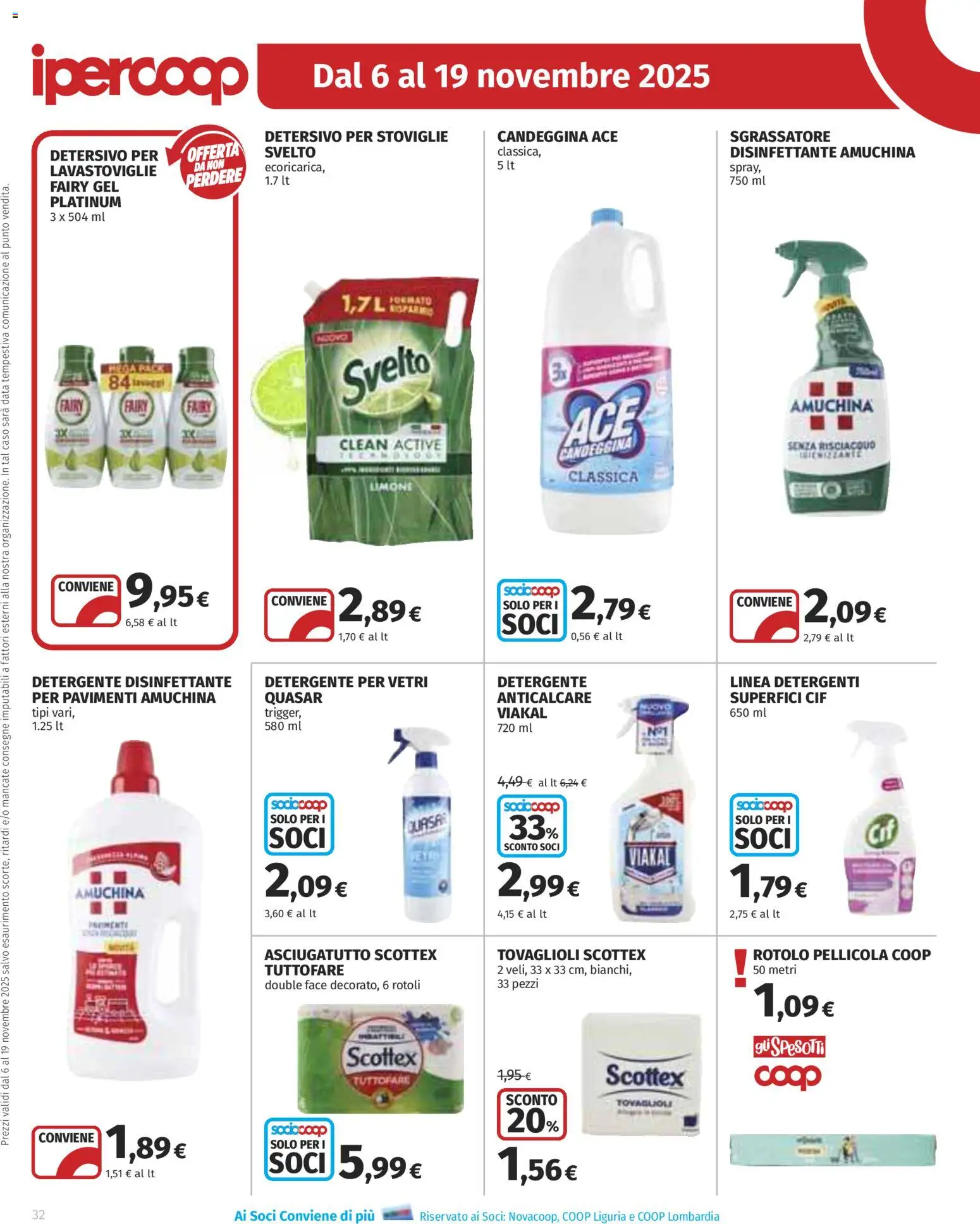 Volantino Ipercoop del 06.11.2025 | Pagina: 32 | Prodotti: Limone, Lavastoviglie, Asciugatutto, Pellicola