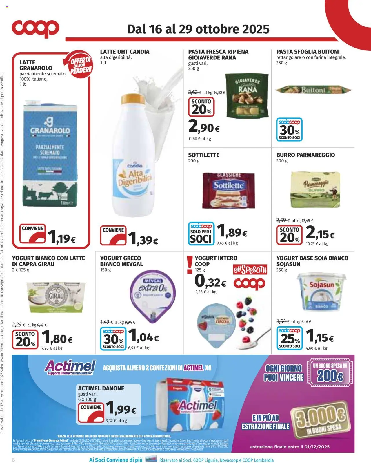 Volantino COOP del 16.10.2025 | Pagina: 8 | Prodotti: Yogurt greco, Yogurt, Pasta sfoglia, Latte