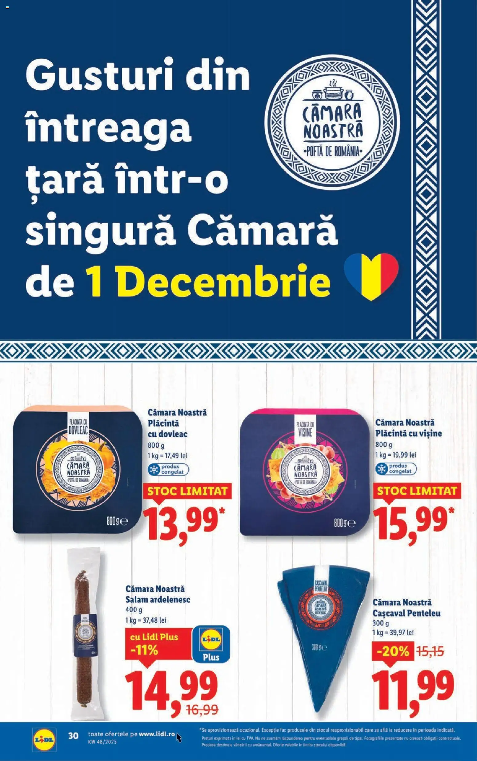 Noul catalog Lidl – valabil de la 24.11.2025 | Pagină: 30 | Produse: Dovleac, Cașcaval, Plăcintă, Salam