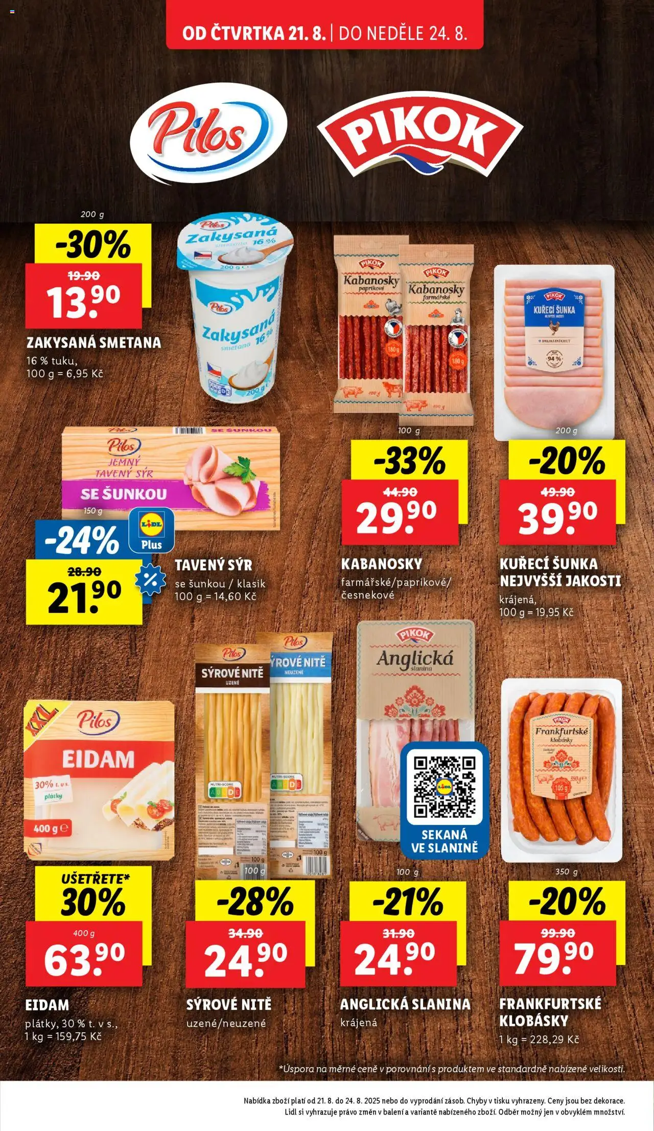 Lidl leták od 21.08.2025 | Strana: 14 | Produkty: Šunka, Kabanosky, Zakysaná smetana, Klobásky