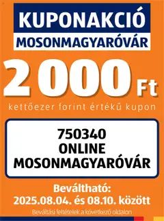 Aldi Kupón Akció | Mosonmagyaróvár - amely érvényes a következő dátumtól: 04.08.2025
