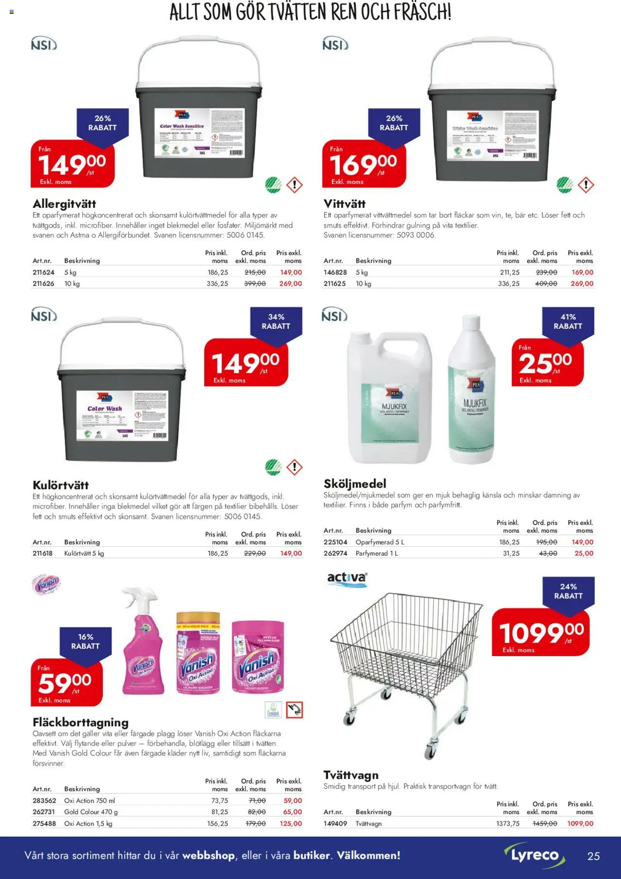 Lyreco reklamblad aktuell från 01.09.2025 | Sida: 25 | Produkter: Sköljmedel, Galler, Fläckborttagning, Kläder