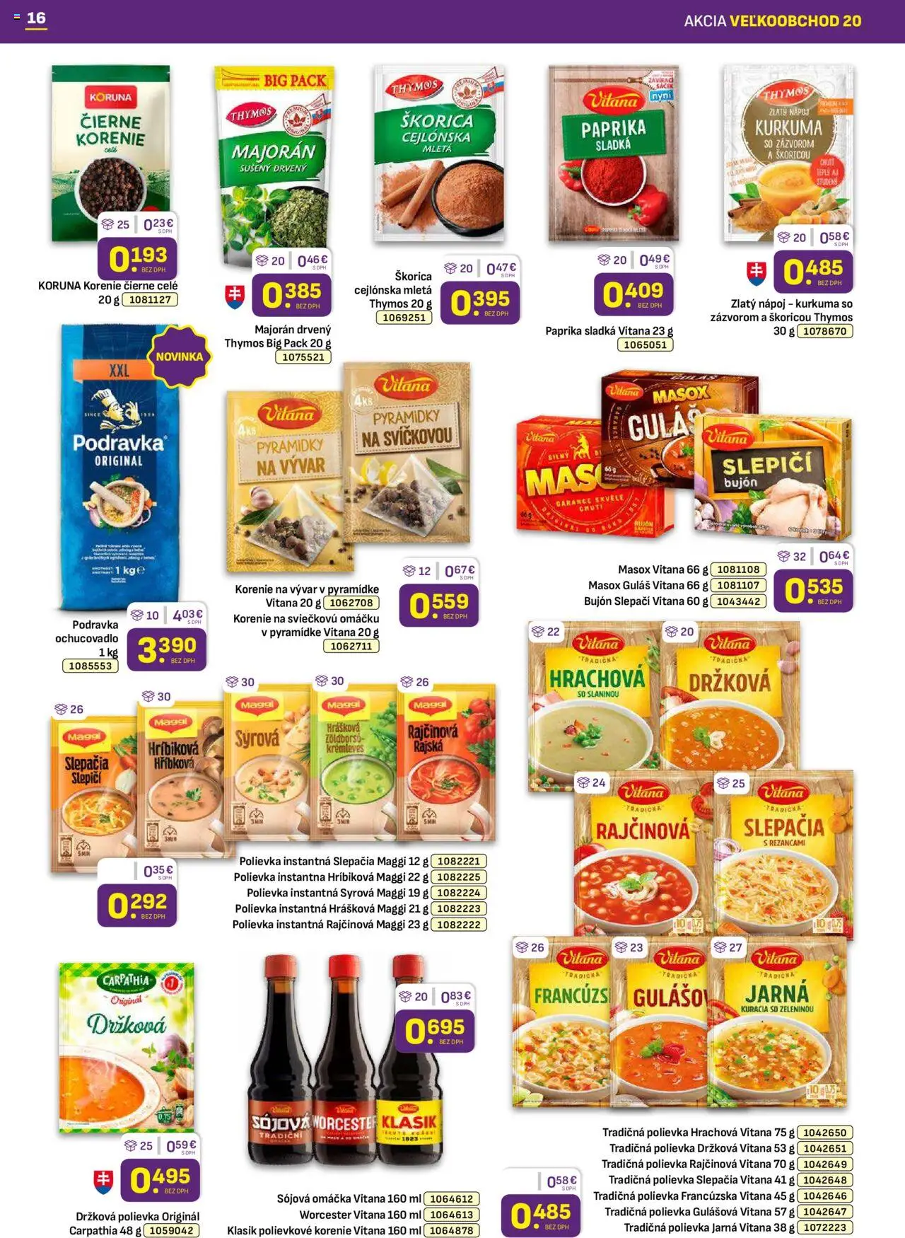 Nové Libex akcie – leták je platný od 06.10.2025 | Strana: 16 | Produkty: Vaňa, Paprika, Majorán