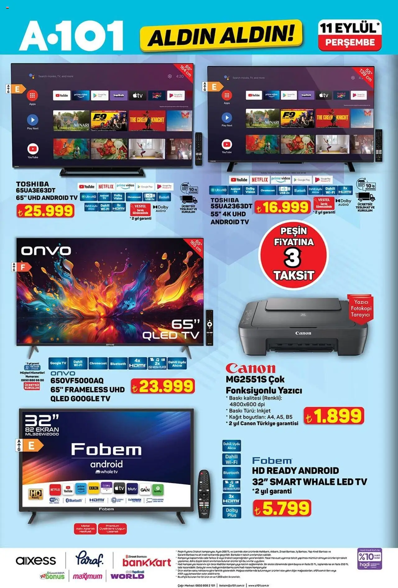 A101 Katalog Aldın Aldın - 11.09.2025 tarihinden itibaren geçerlidir | Sayfa: 3 | Ürünler: Baskı, TV, Yazıcı, USB