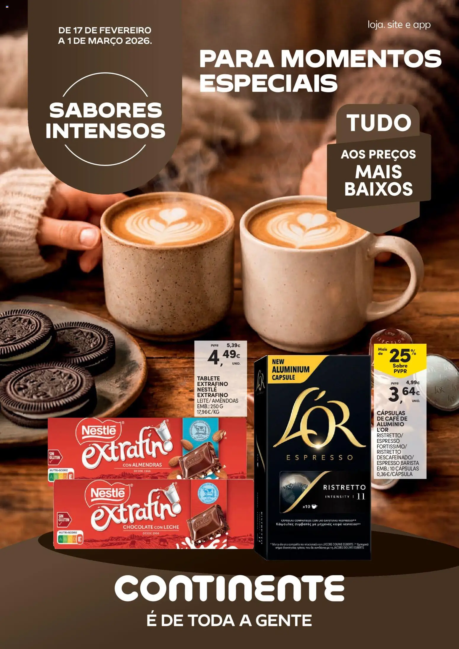 Continente - Sabores Intenso Para momentos Especiais │ válido de 17.02.2026 | Página: 1 | Produtos: Nespresso, Leite, Nestlé, Café