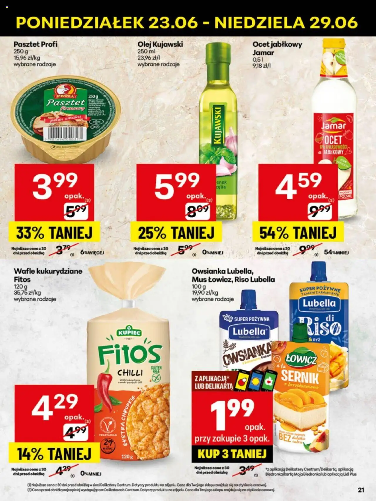 Delikatesy Centrum Gazetka - Sklepy Własne od 23.06.2025 | Strona: 21 | Produkty: Owsianka, Kakao, Ocet jabłkowy, Olej