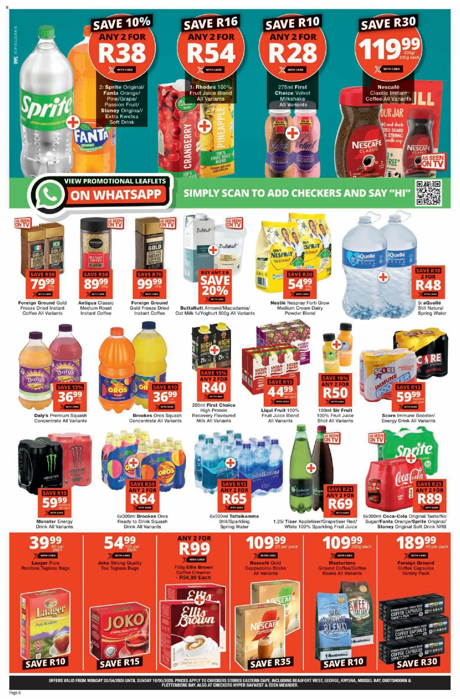 New Checkers catalogue – valid from 20.04.2026 | Page: 6 | Products: Creamer, Juice, Pineapple, Cream