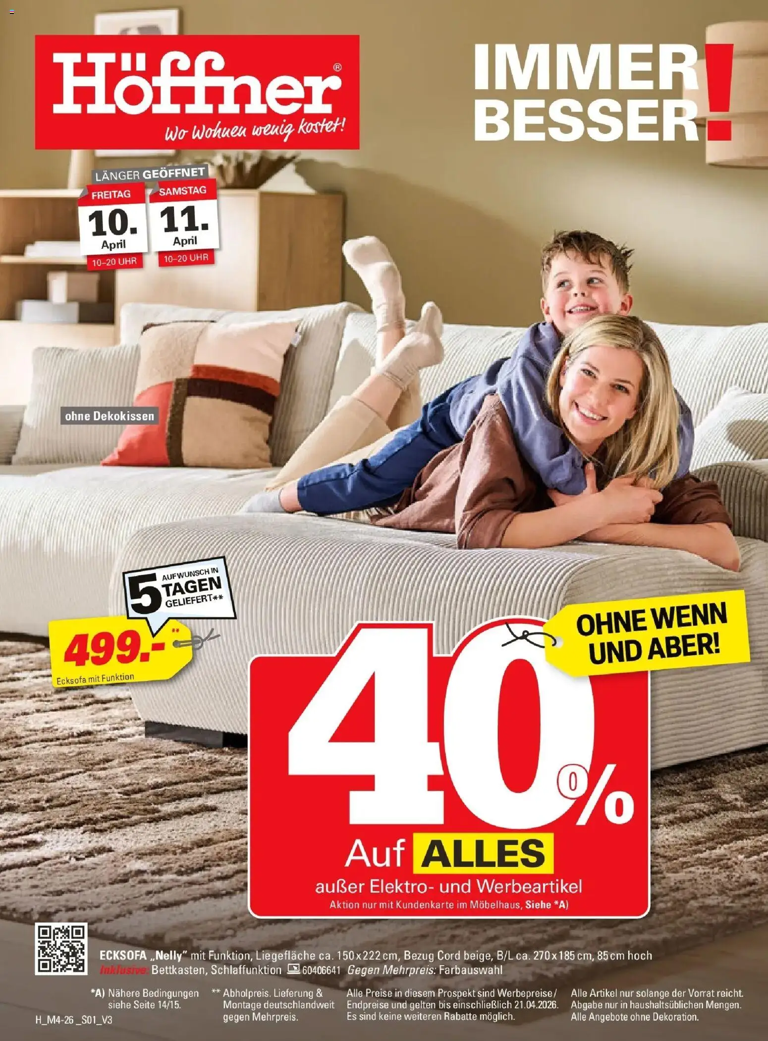 Höffner Prospekt Barsbüttel	 – gültig ab 01.04.2026 | Seite: 1 | Produkte: Ecksofa, Uhr