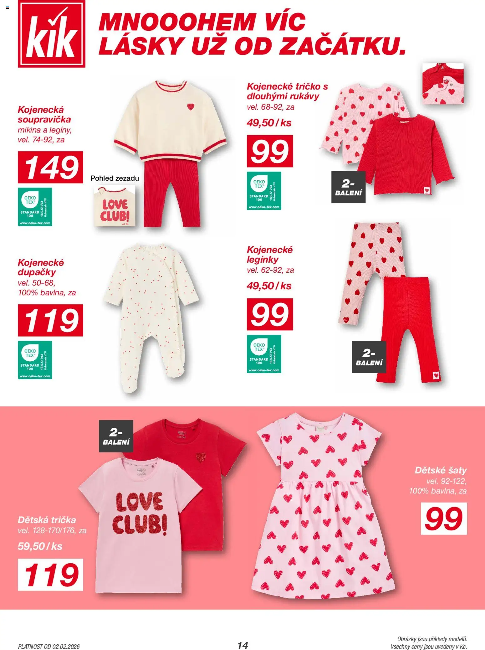 Kik leták od 02.02.2026 | Strana: 14 | Produkty: Šaty, Tričko, Mikina, Trička