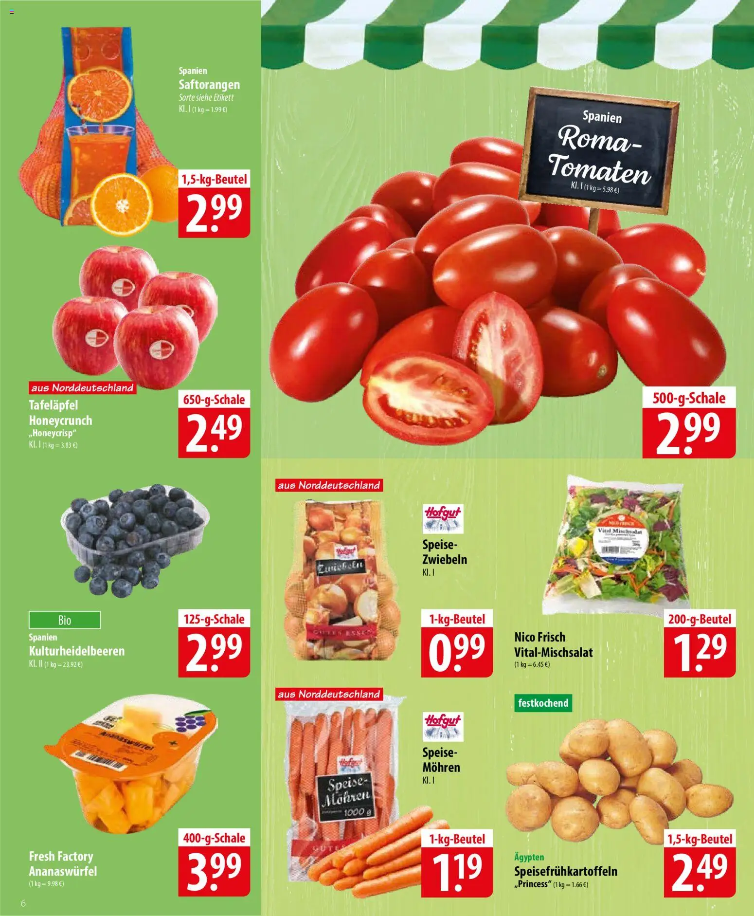 Famila Prospekt 	 – gültig ab 20.04.2026 | Seite: 6 | Produkte: Tomaten, Mohren, Zwiebeln