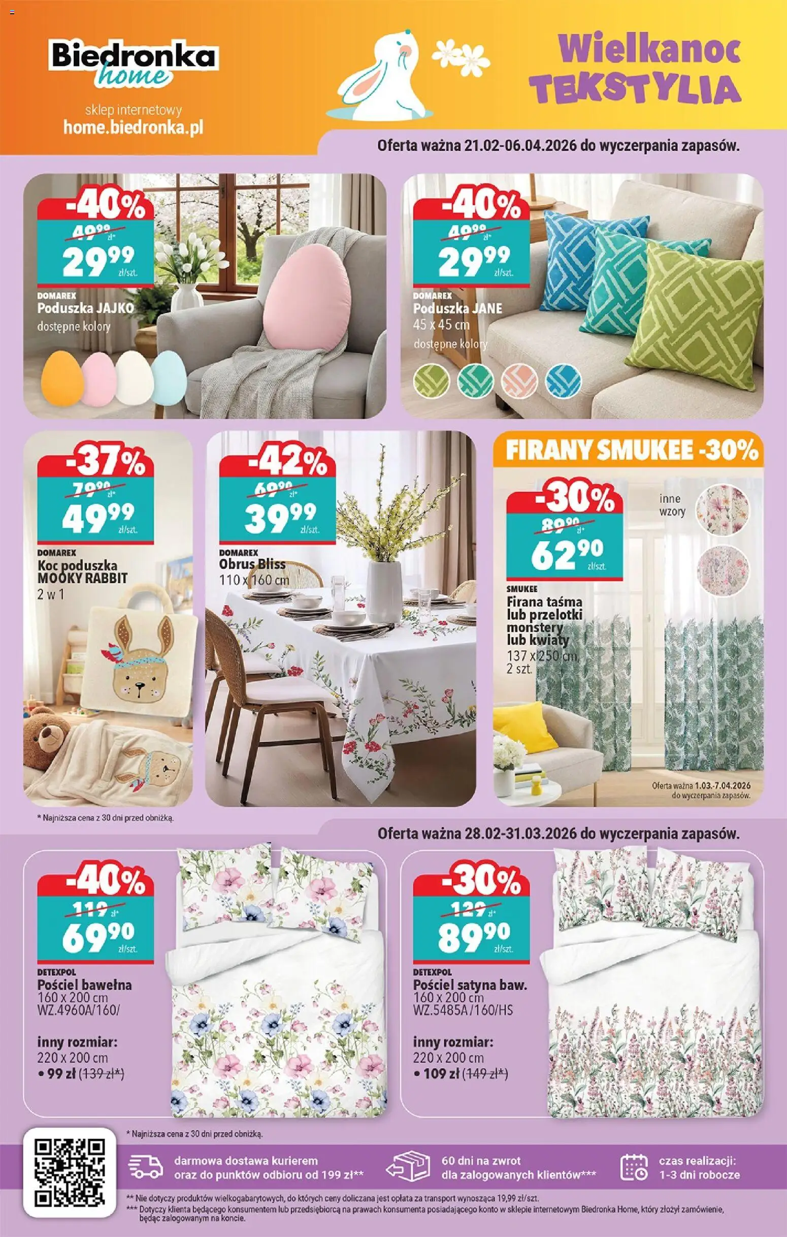 Biedronka gazetka Hity i inspiracje od 28.02.2026 | Strona: 42 | Produkty: Poduszka, Koc, Firany, Kwiaty